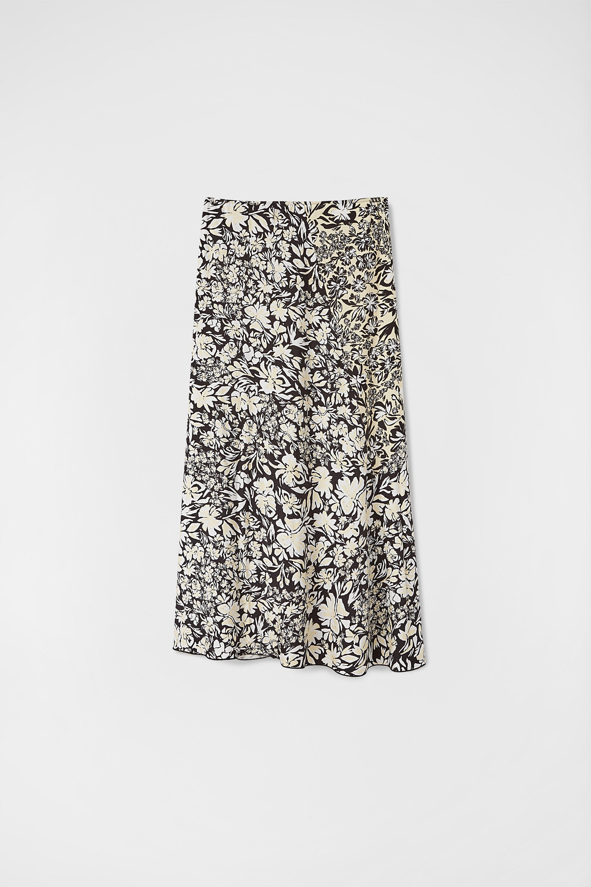 JIL SANDER WOMEN'S BLACK FLORAL PRINT SKIRT