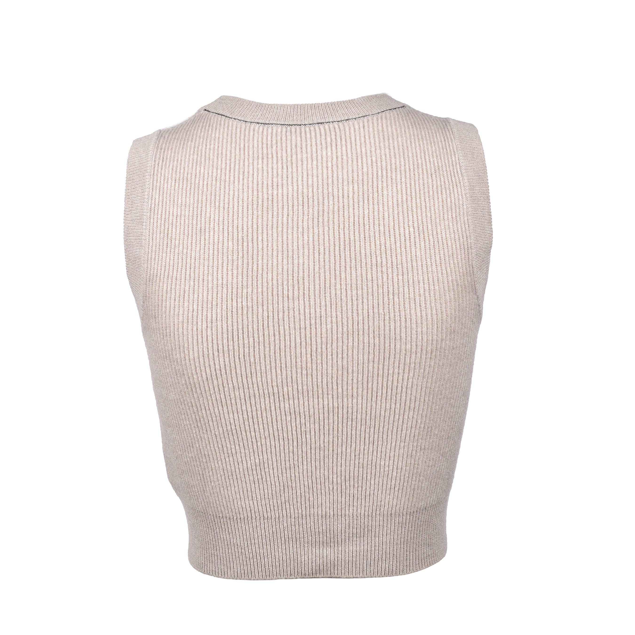 BRUNELLO CUCINELLI WOMEN'S BEIGE CASHMERE CREW NECK SWEATER