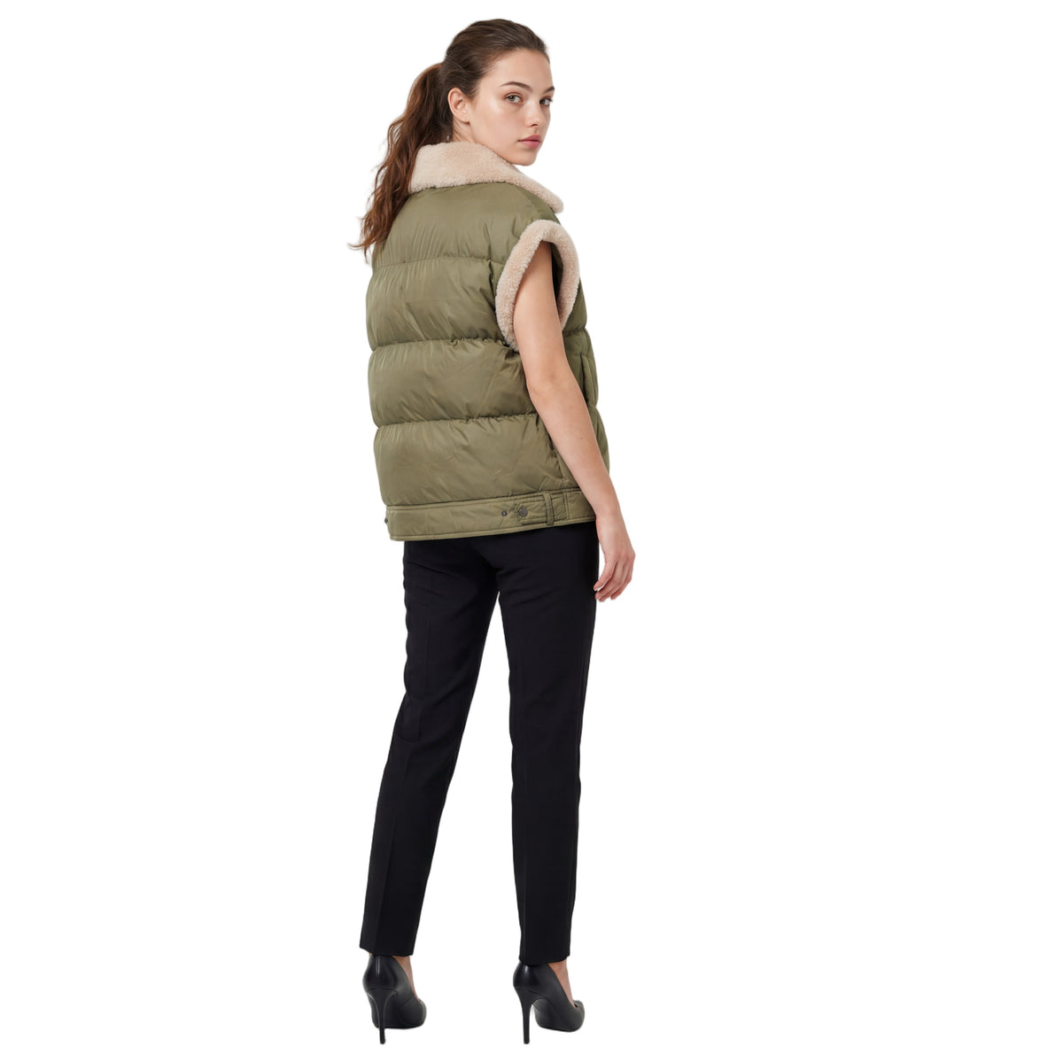 BRUNELLO CUCINELLI WOMEN'S PUMPKIN SEED QUILTED SHEARLING COLLAR PUFFER JACKET