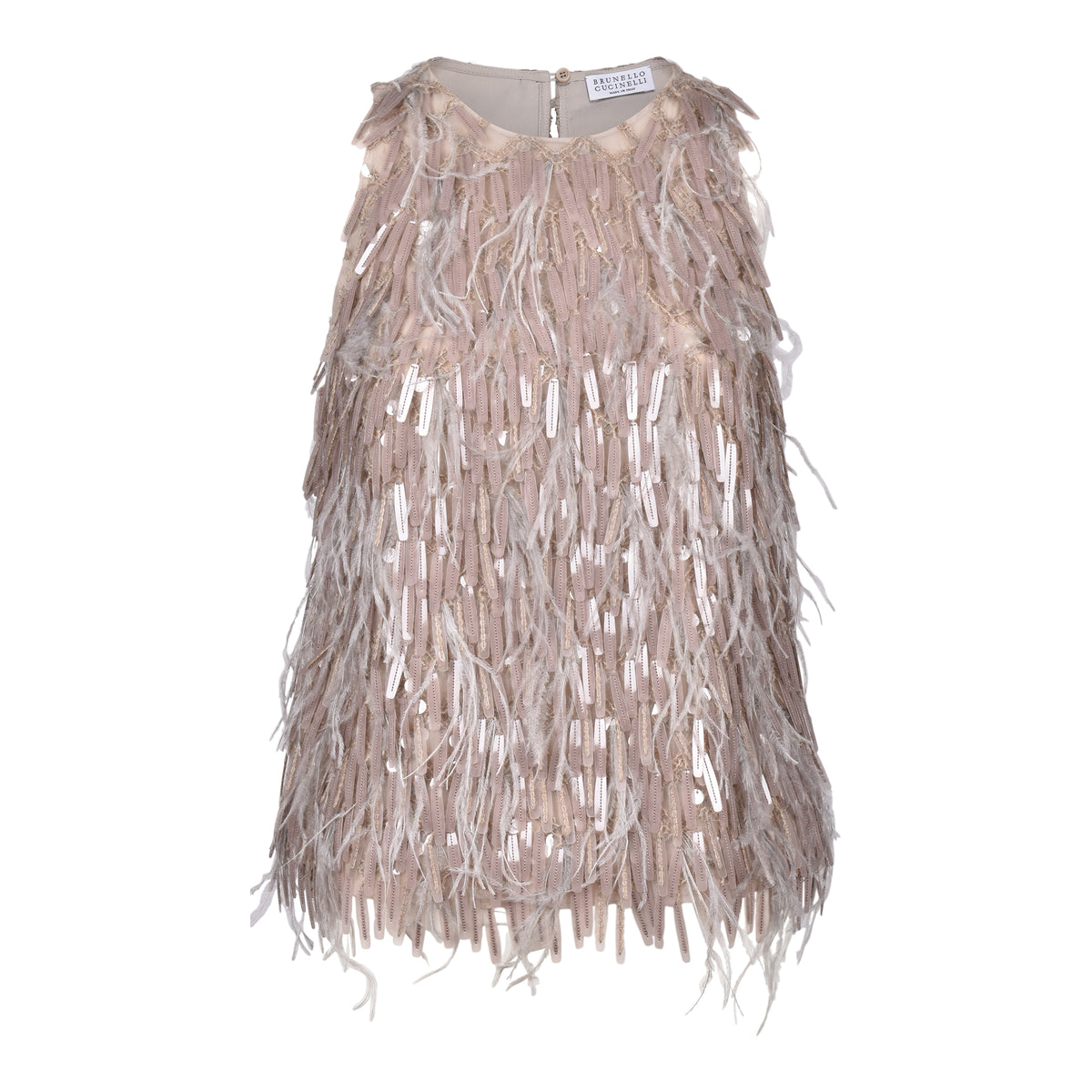 BRUNELLO CUCINELLI WOMEN'S SAND SILK SLEEVELESS SHIRT