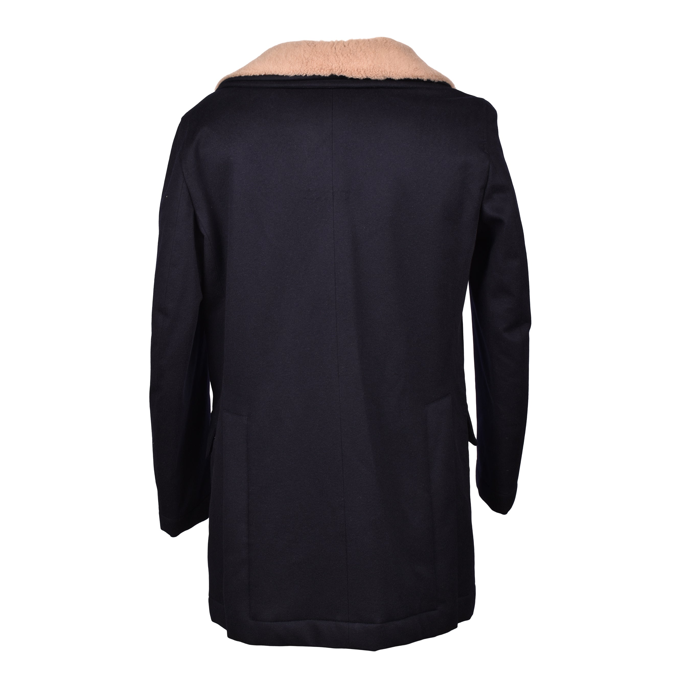 BRUNELLO CUCINELLI MEN'S NAVY WOOL PEA JACKET