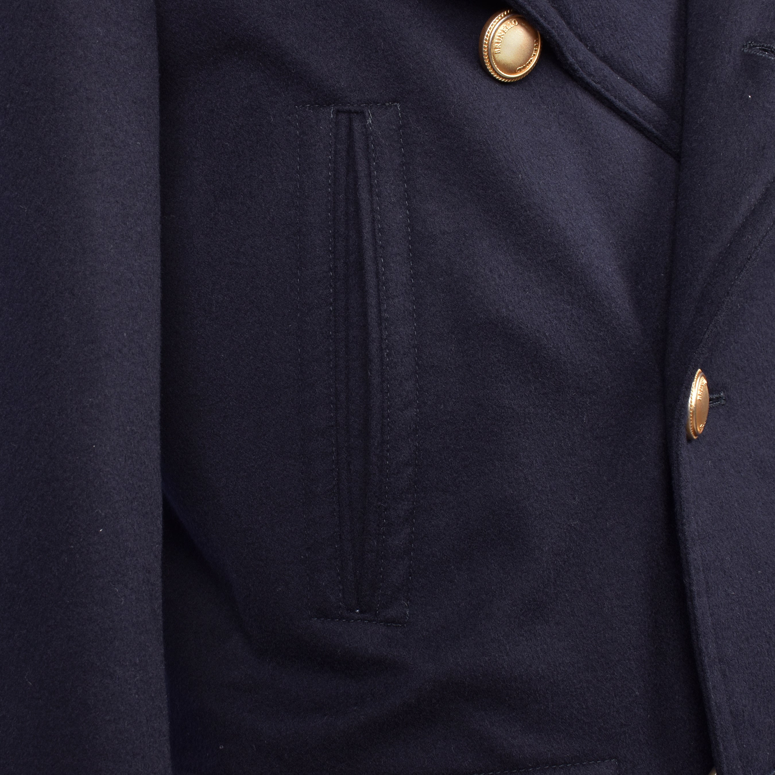 BRUNELLO CUCINELLI MEN'S NAVY WOOL PEA JACKET