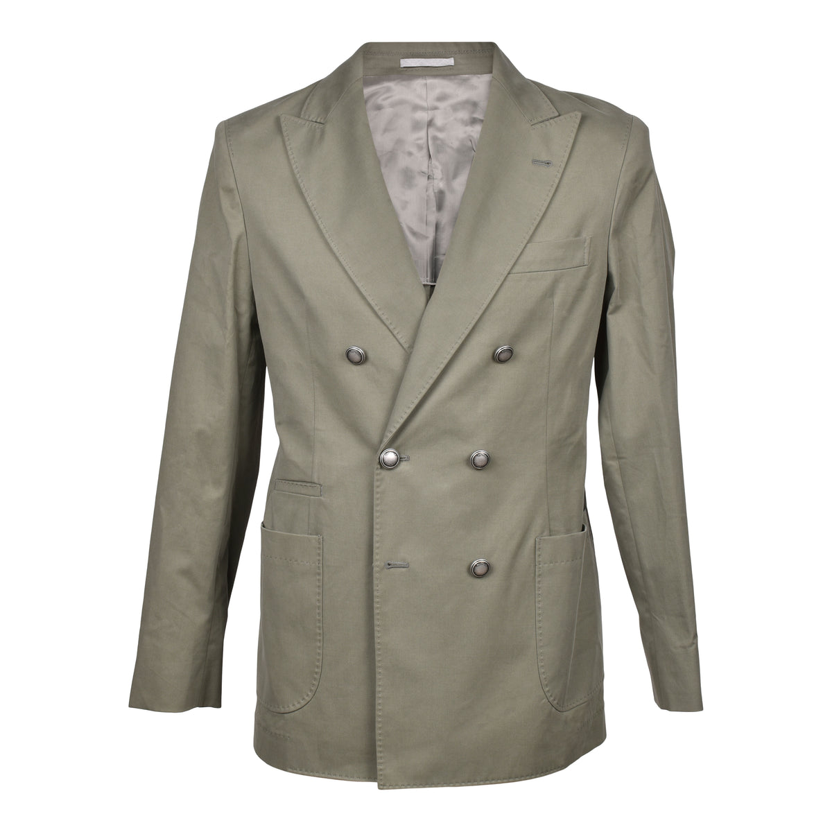 BRUNELLO CUCINELLI MEN'S SAGE COTTON DOUBLE BREASTED SUIT