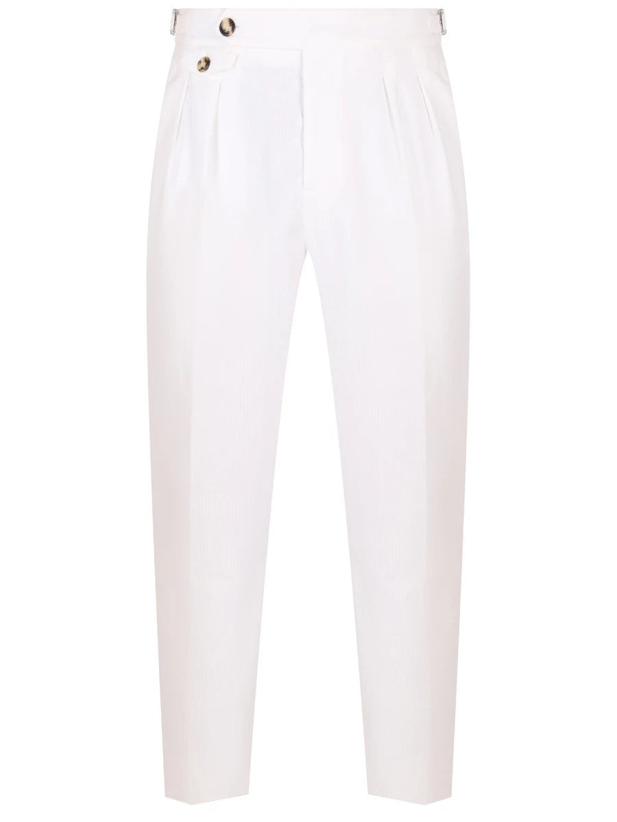 BRUNELLO CUCINELLI MEN'S SNOW CORDUROY PLEATED TROUSERS