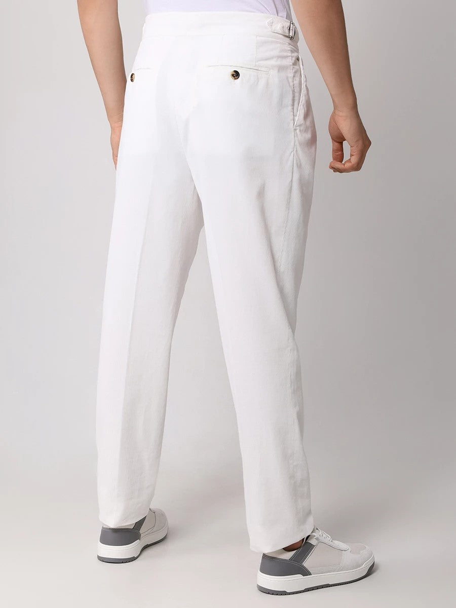 BRUNELLO CUCINELLI MEN'S SNOW CORDUROY PLEATED TROUSERS