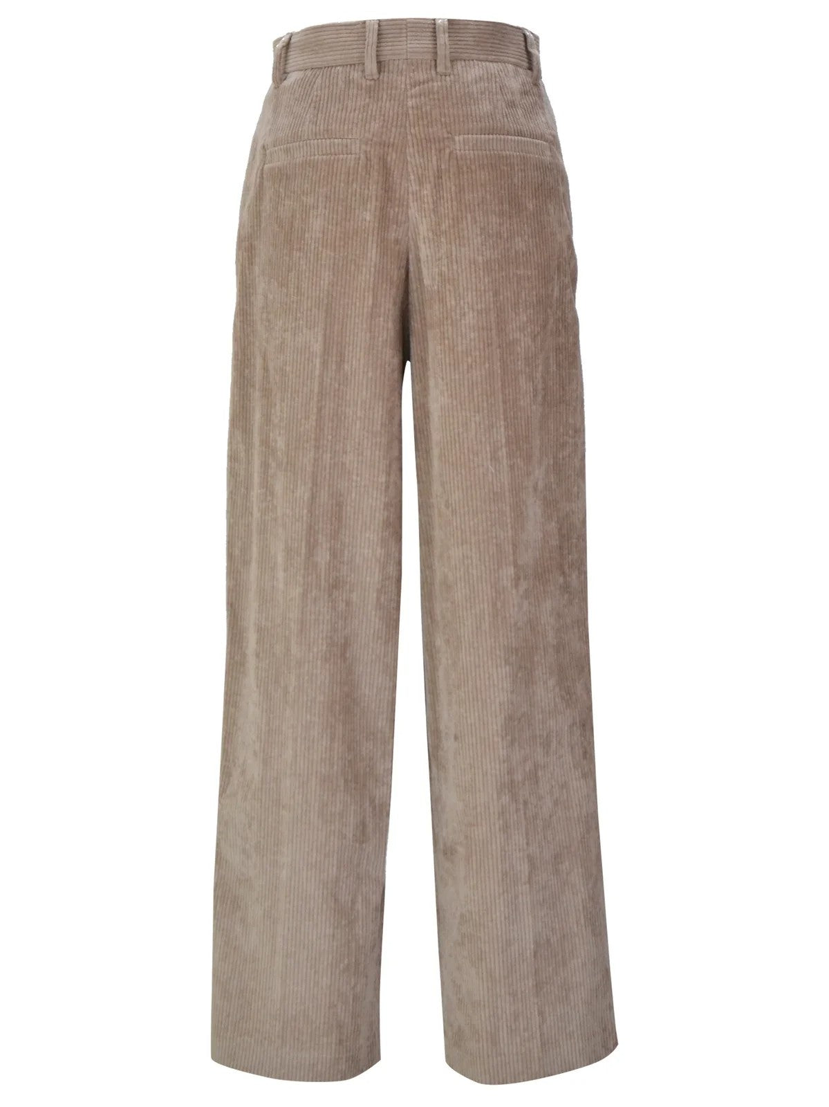 BRUNELLO CUCINELLI WOMEN'S TAUPE WIDE-LEG CORDUROY TROUSERS
