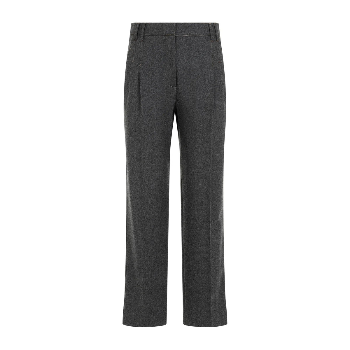 BRUNELLO CUCINELLI WOMEN'S DARK GREY WOOL CASHMERE TROUSERS