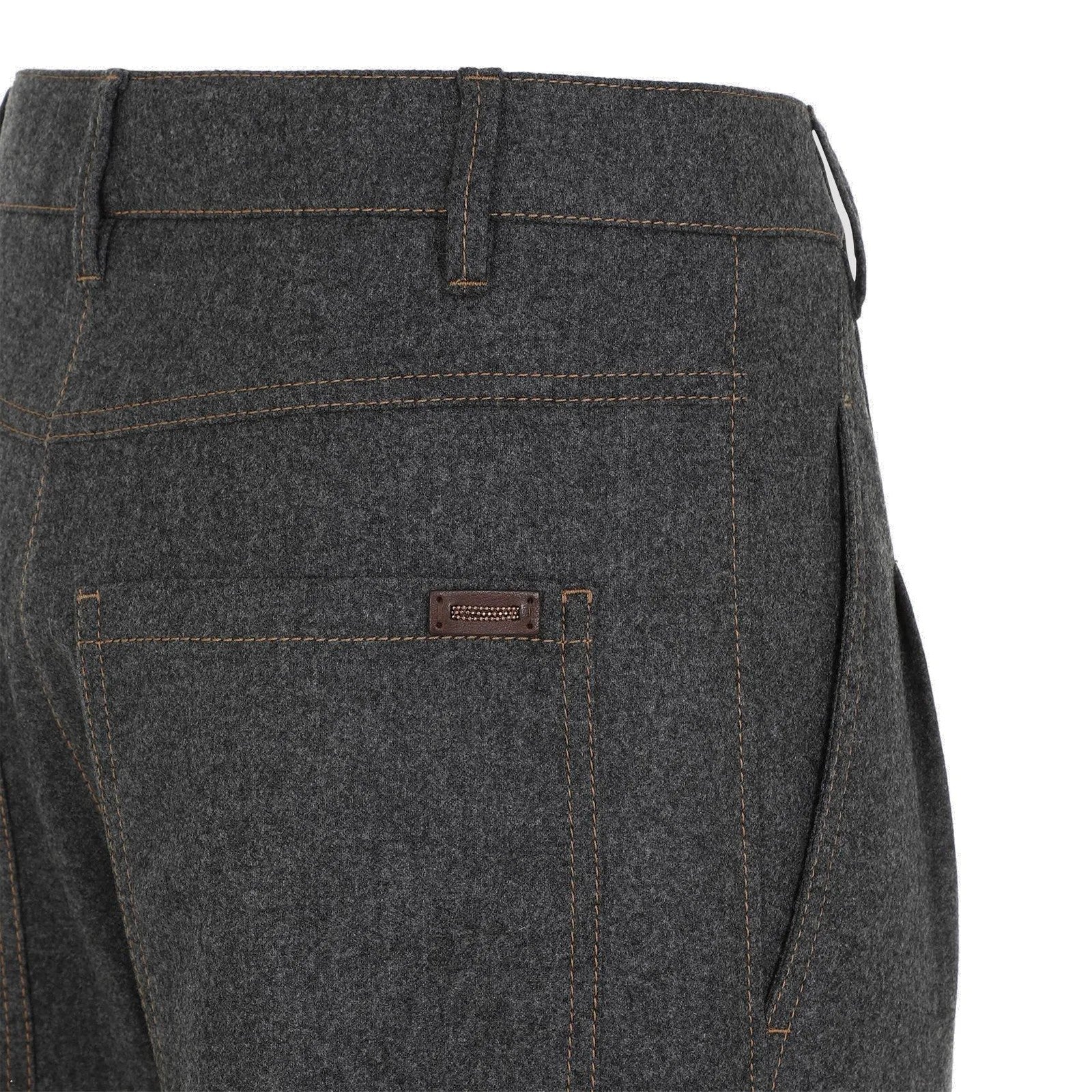 BRUNELLO CUCINELLI WOMEN'S DARK GREY WOOL CASHMERE TROUSERS