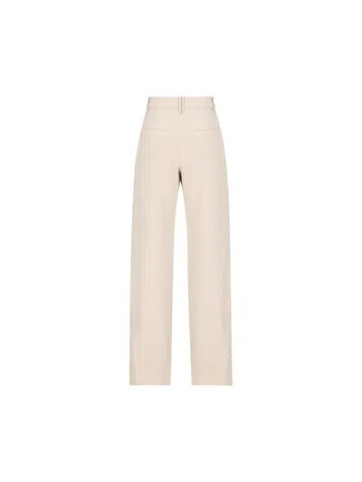 BRUNELLO CUCINELLI WOMEN'S WARM WHITE TAILORED TROUSERS