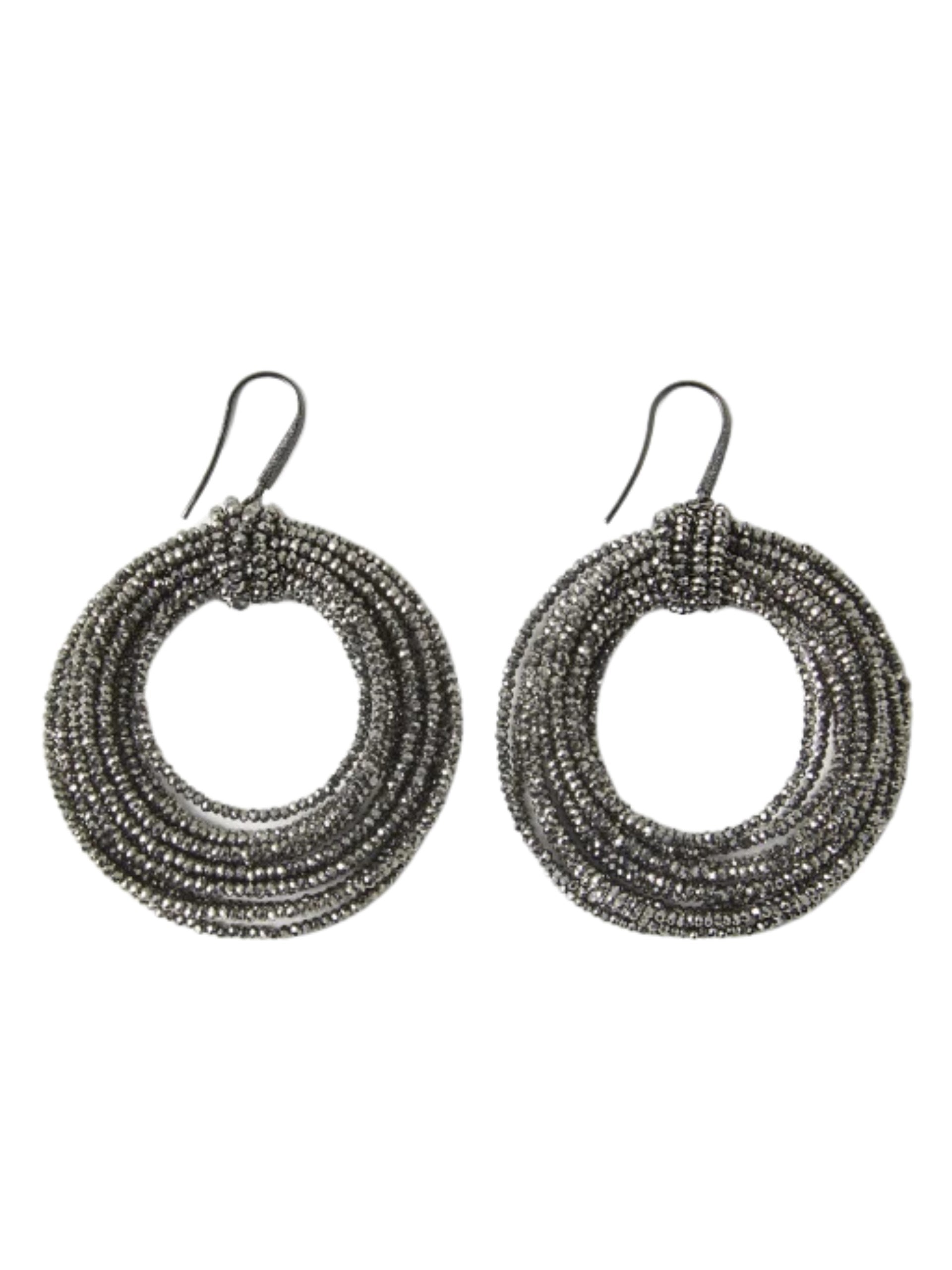BRUNELLO CUCINELLI WOMEN'S RUTHENIUM GLASS HOOP EARRINGS