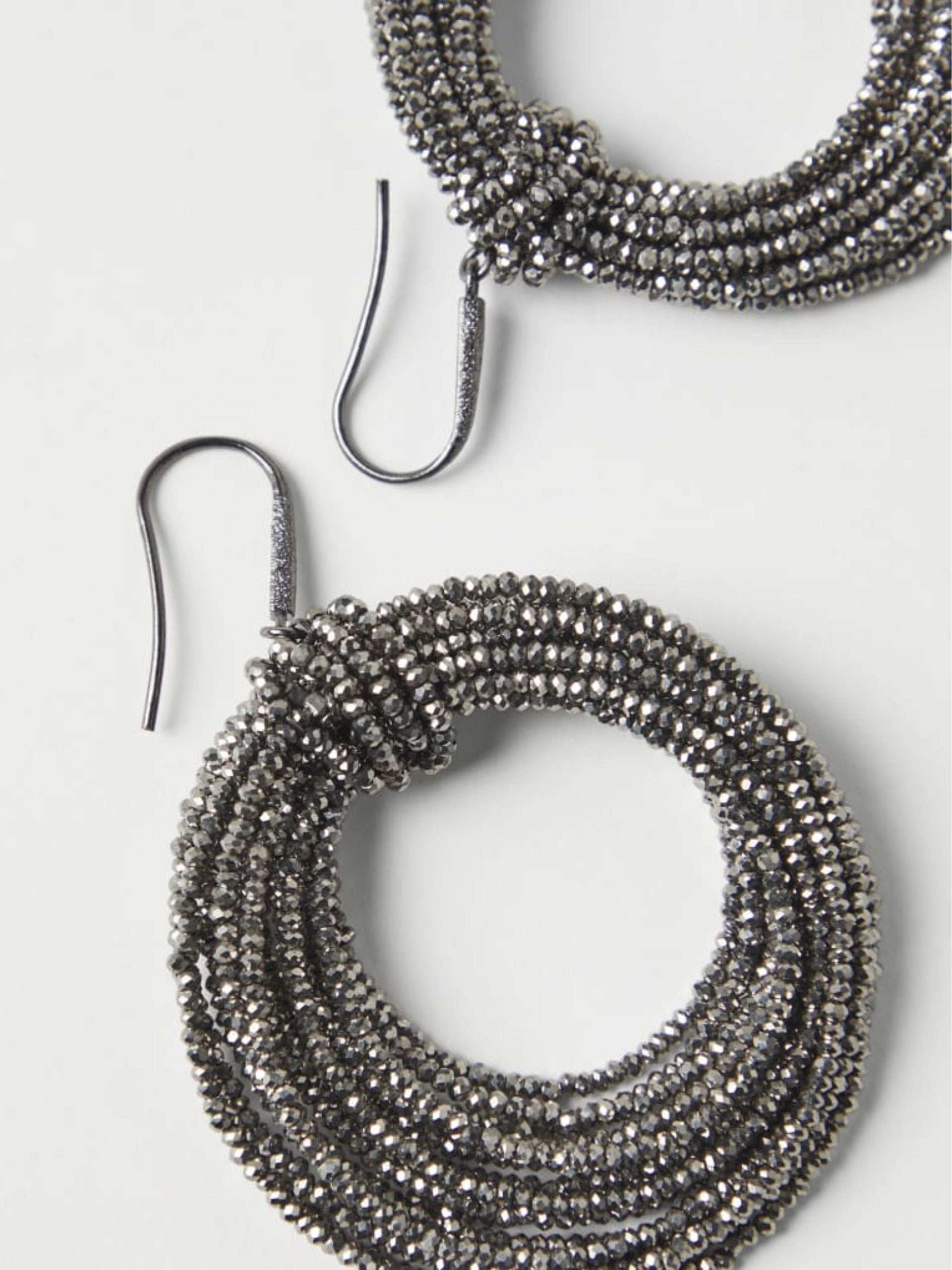 BRUNELLO CUCINELLI WOMEN'S RUTHENIUM GLASS HOOP EARRINGS