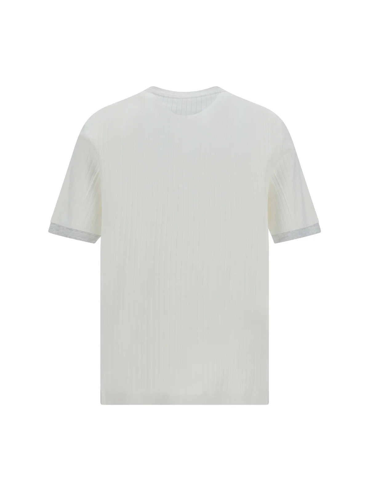 BRUNELLO CUCINELLI MEN'S OFF WHITE RIBBED T-SHIRT