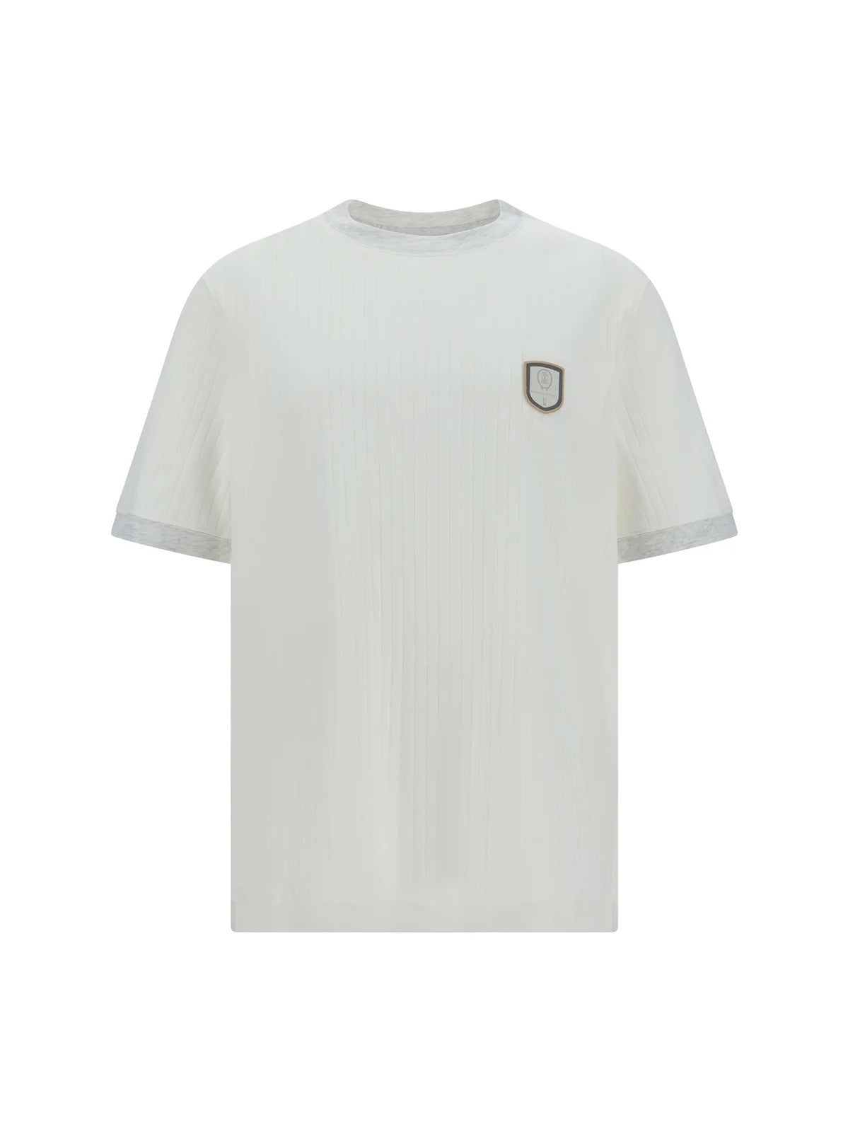 BRUNELLO CUCINELLI MEN'S OFF WHITE RIBBED T-SHIRT