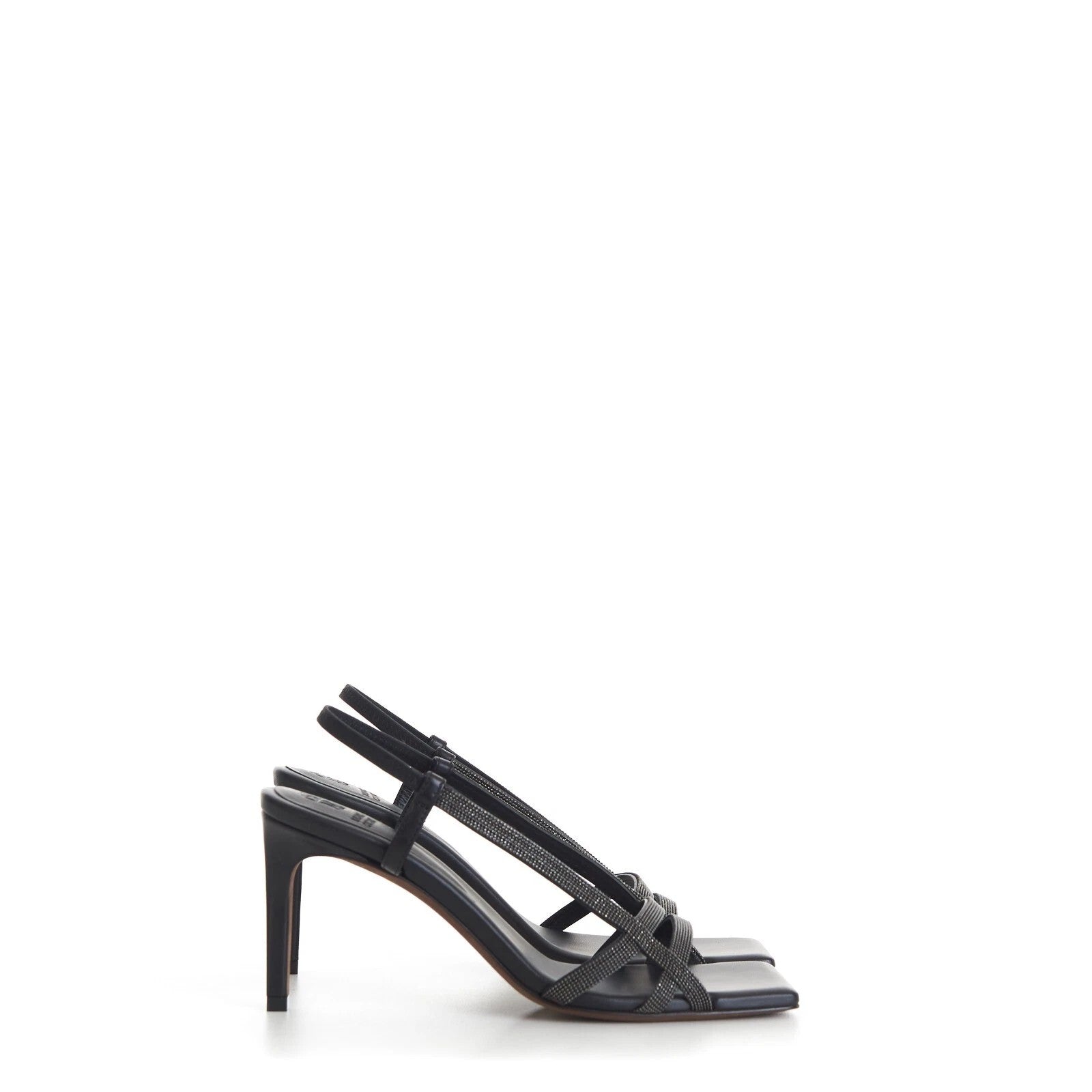 BRUNELLO CUCINELLI WOMEN'S BLACK LEATHER OPEN-TOE SANDALS