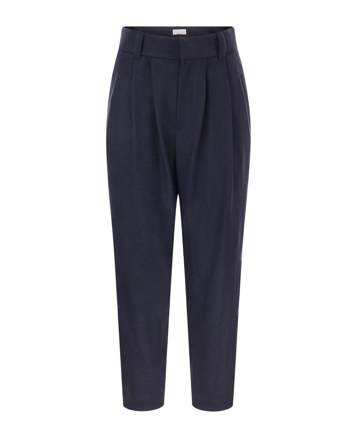 BRUNELLO CUCINELLI WOMEN'S NAVY WOOL TAILORED TROUSERS