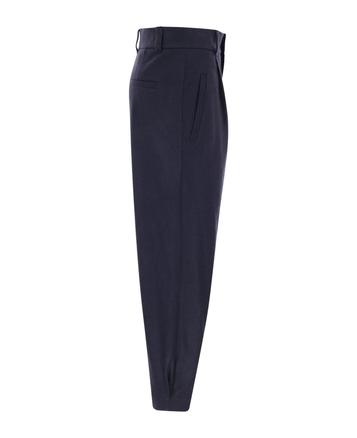 BRUNELLO CUCINELLI WOMEN'S NAVY WOOL TAILORED TROUSERS