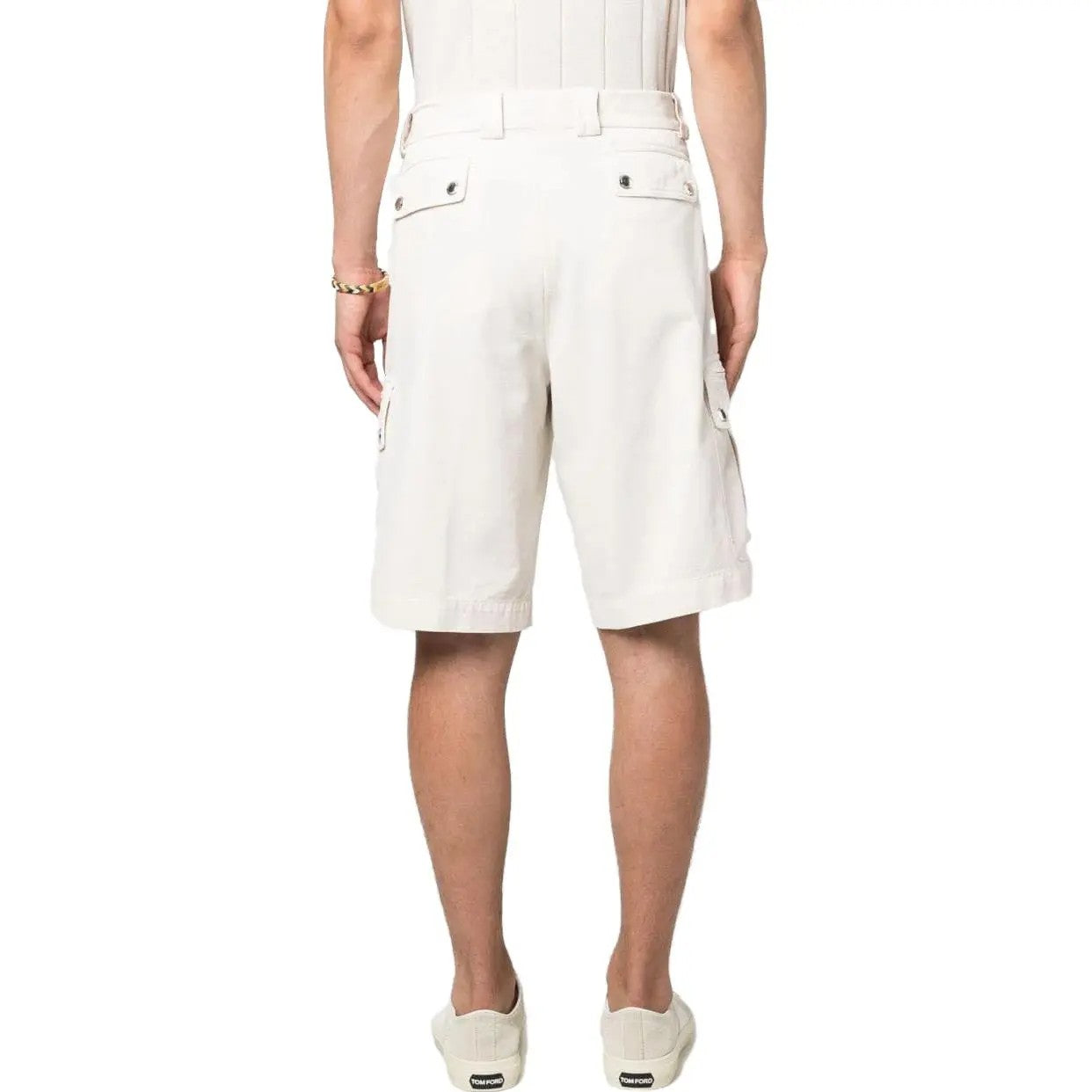 BRUNELLO CUCINELLI MEN'S OFF-WHITE TAILORED CARGO SHORTS