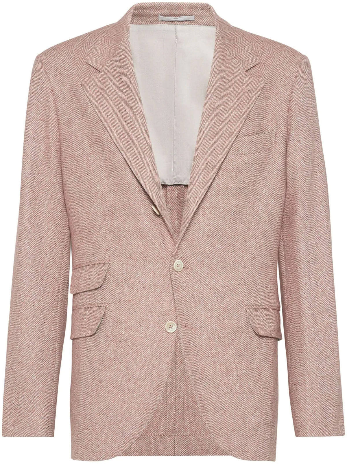 BRUNELLO CUCINELLI MEN'S LIGHT BROWN WOOL SILK BLAZER