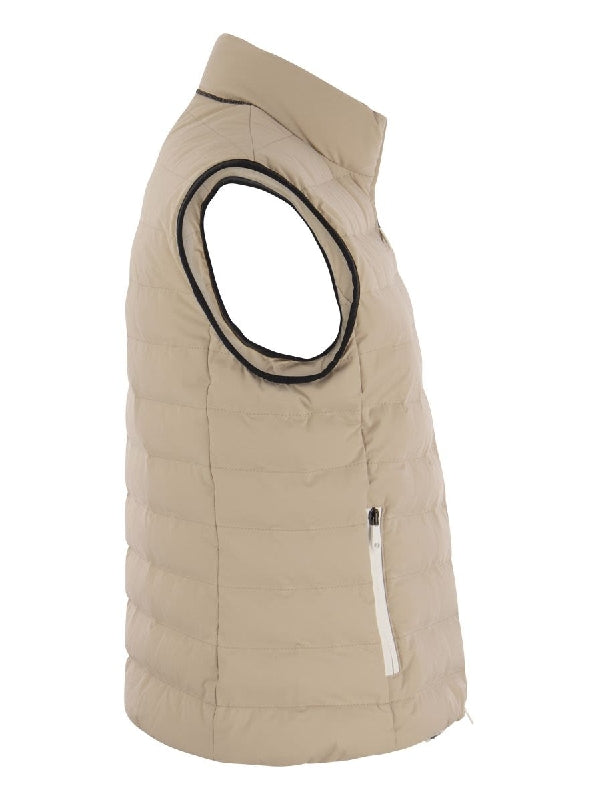 BRUNELLO CUCINELLI WOMEN'S CLAY QUILTED SLEEVELESS JACKET