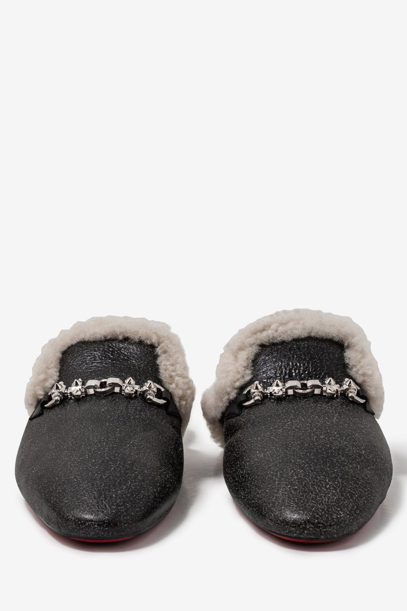 Christian Louboutin Woolito Swing Flat Leather Mules