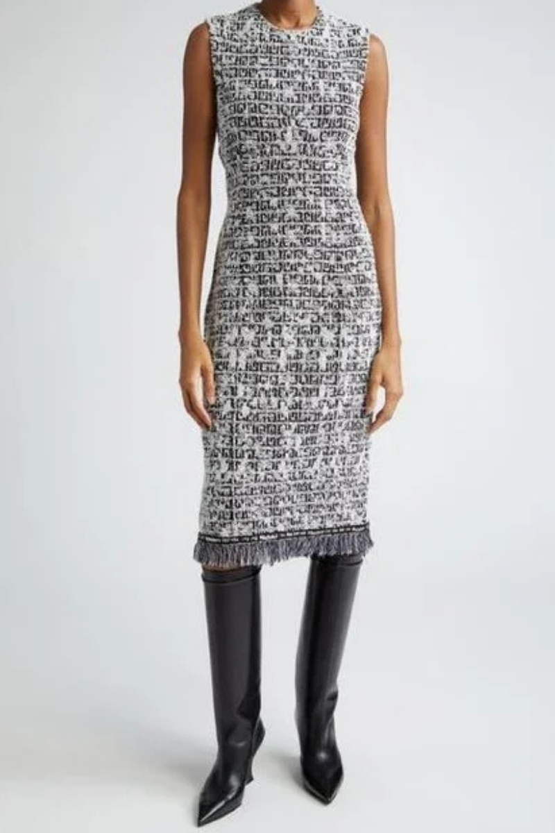 Givenchy Knit Short Chain Dress_Black/White