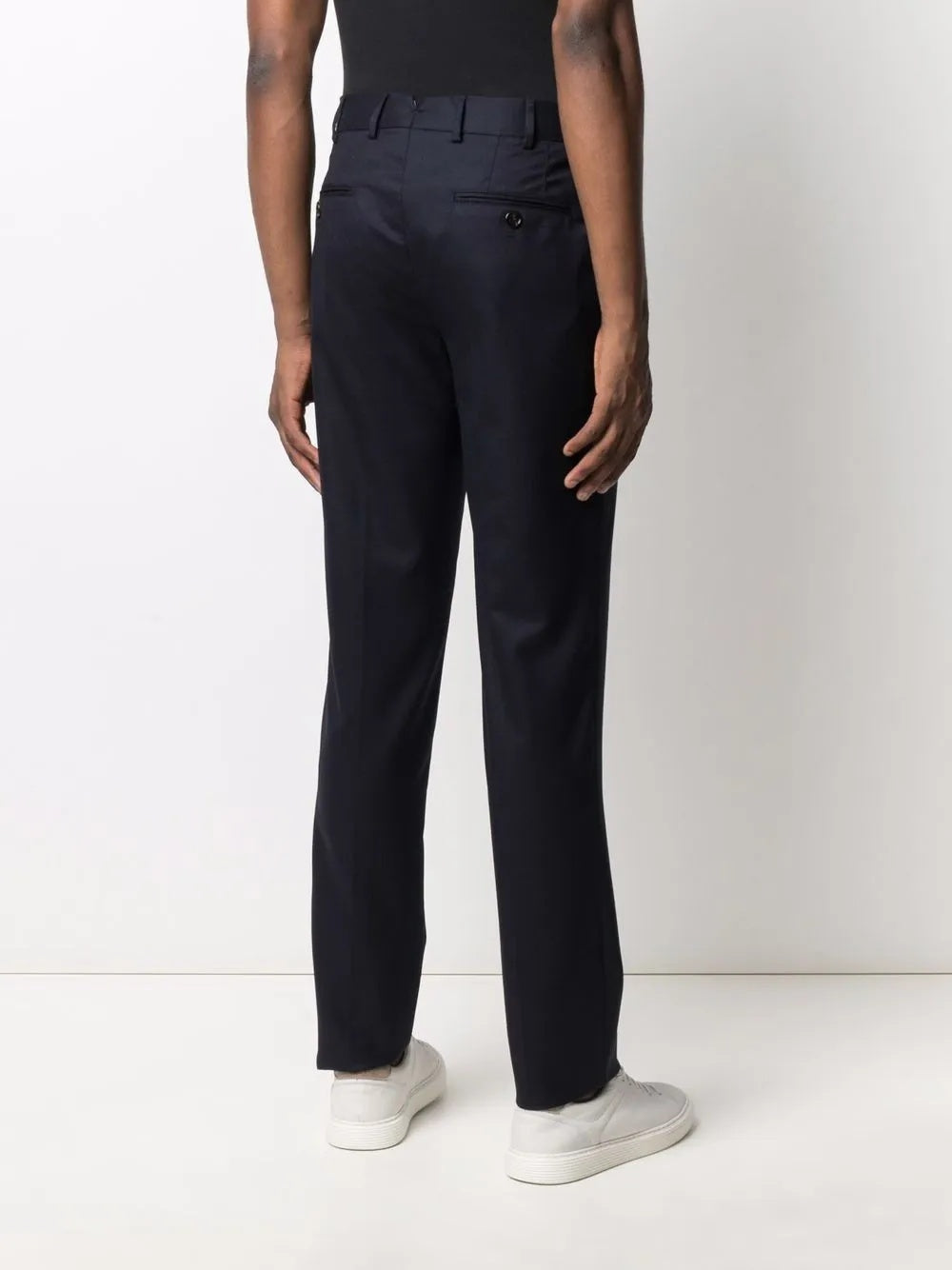 BRUNELLO CUCINELLI MEN'S BLACK WOOL TAILORED TROUSERS