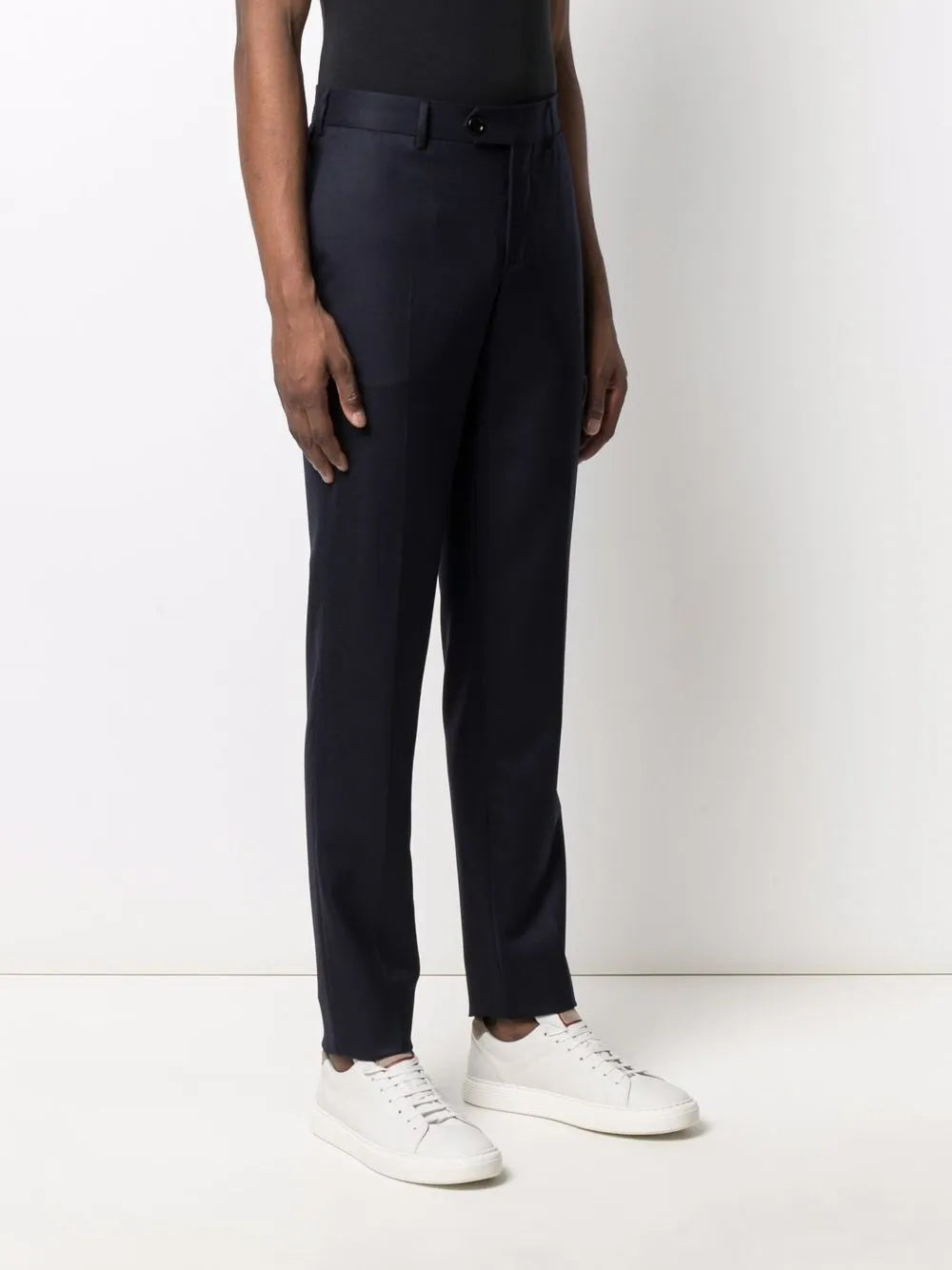 BRUNELLO CUCINELLI MEN'S BLACK WOOL TAILORED TROUSERS