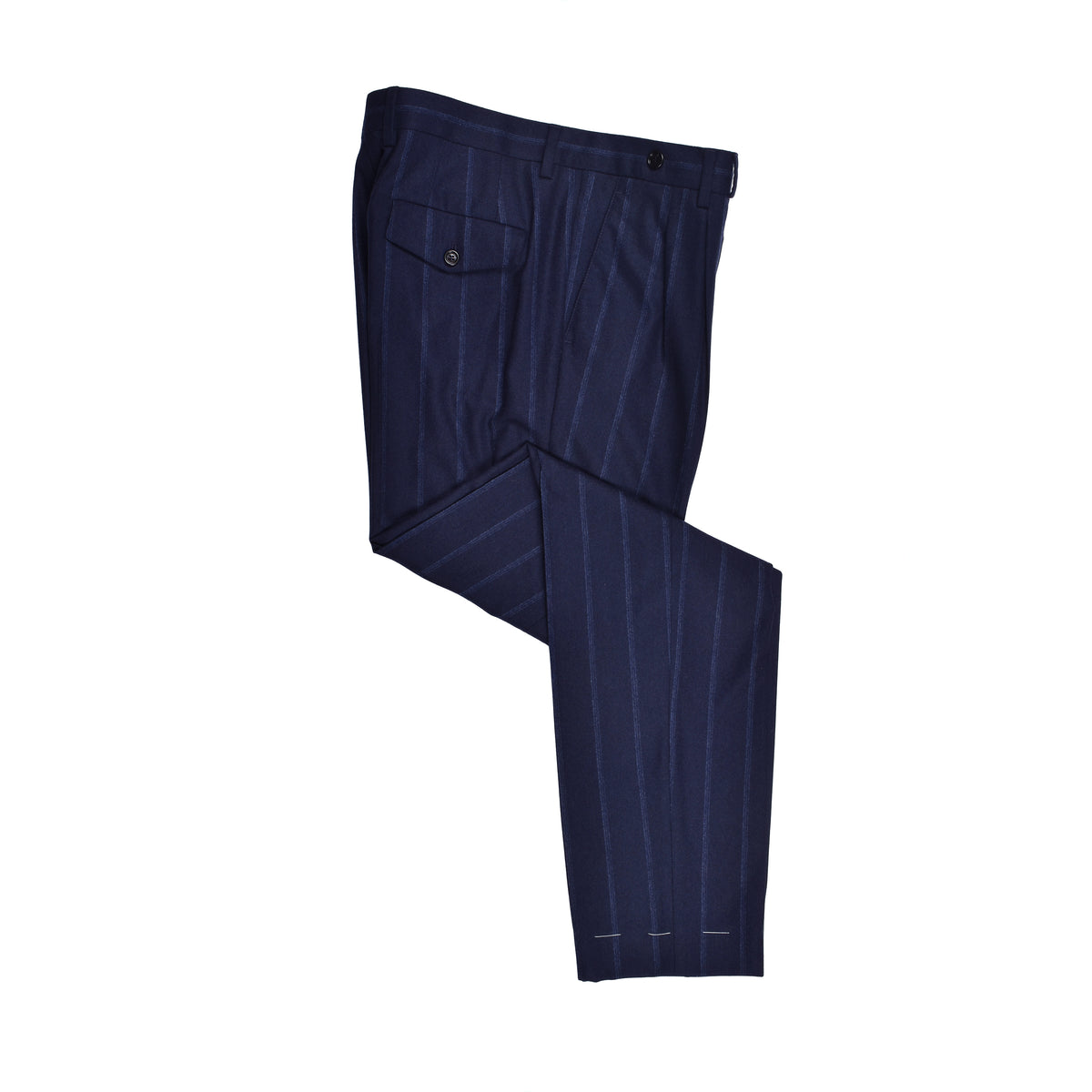 BRUNELLO CUCINELLI MEN'S BLUE WOOL STRIPED SUIT