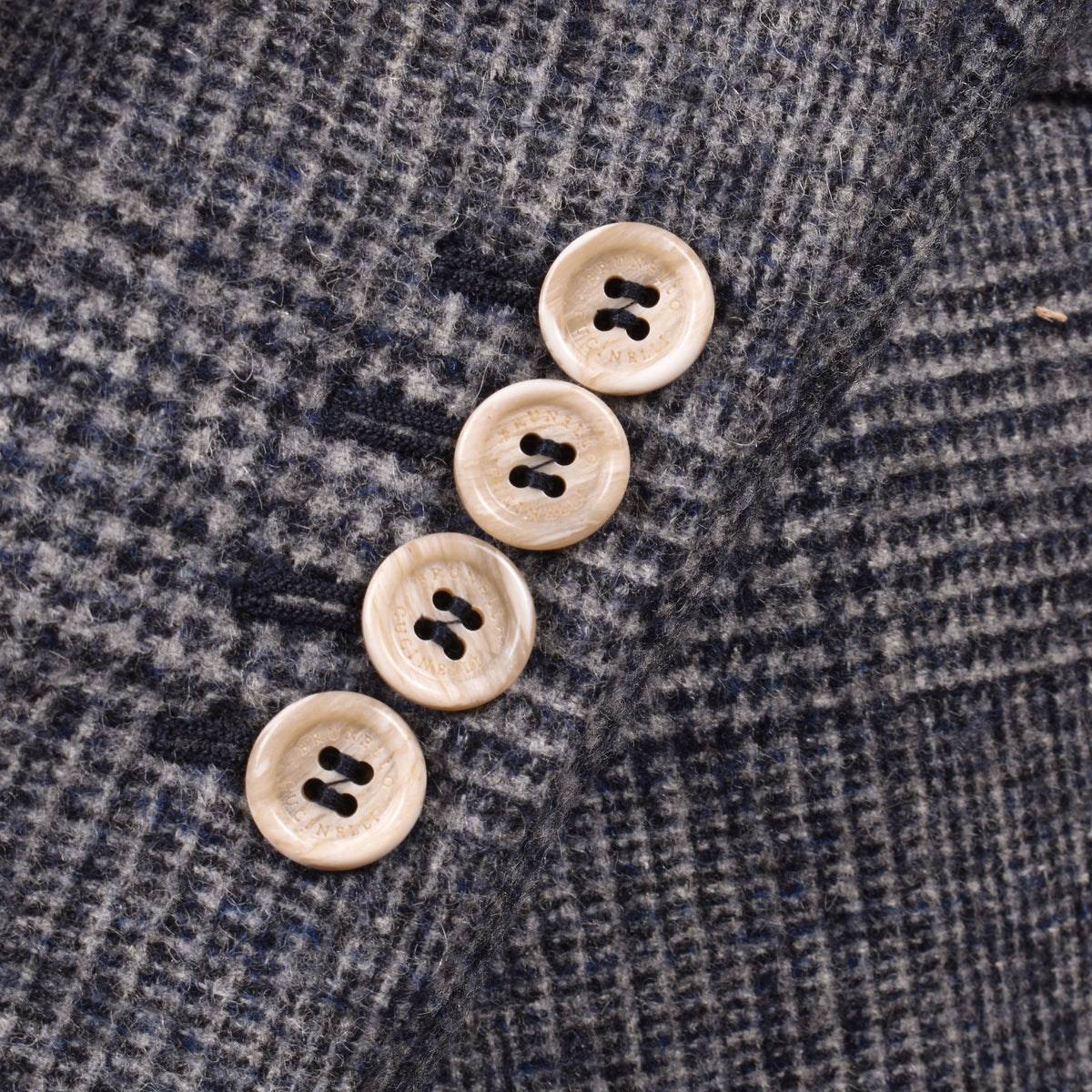 BRUNELLO CUCINELLI MEN'S BLUE WOOL CHECK SUIT
