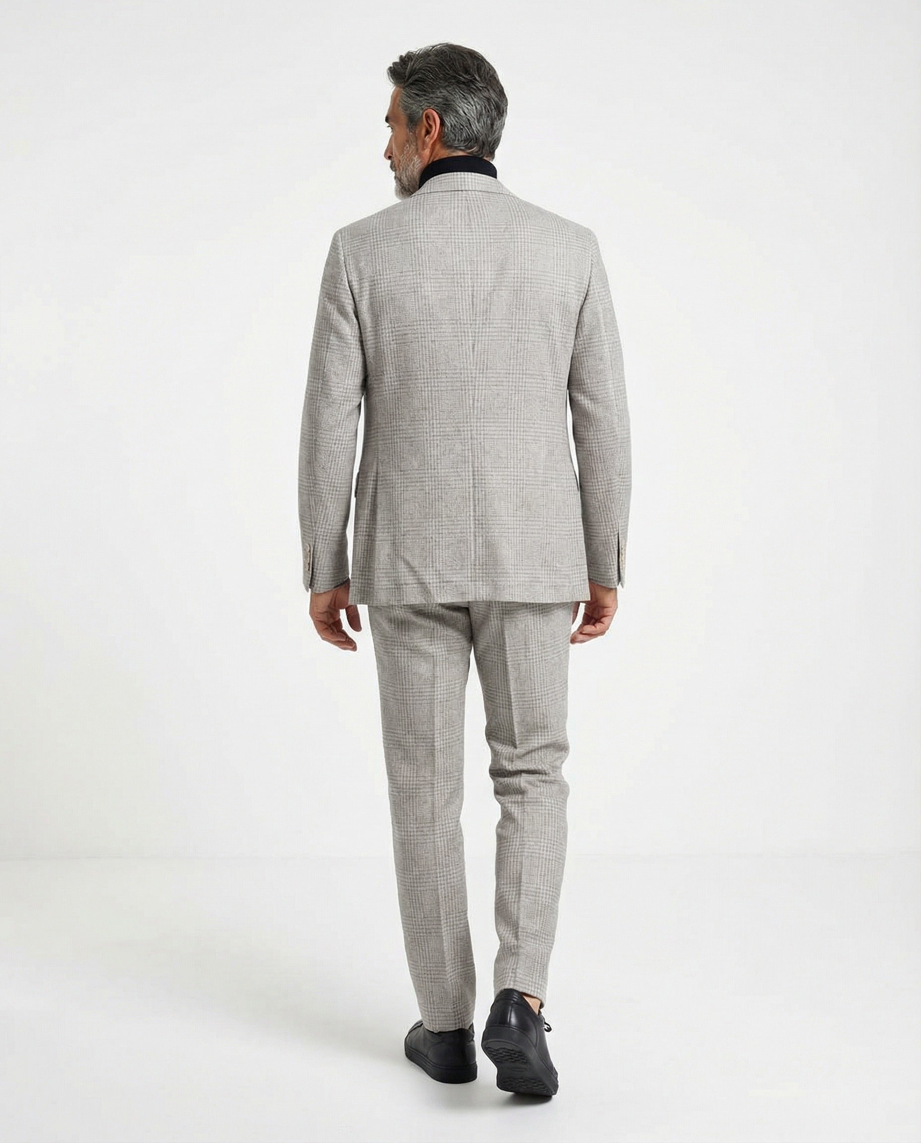 BRUNELLO CUCINELLI MEN'S SAND WOOL BLEND CHECK SUIT