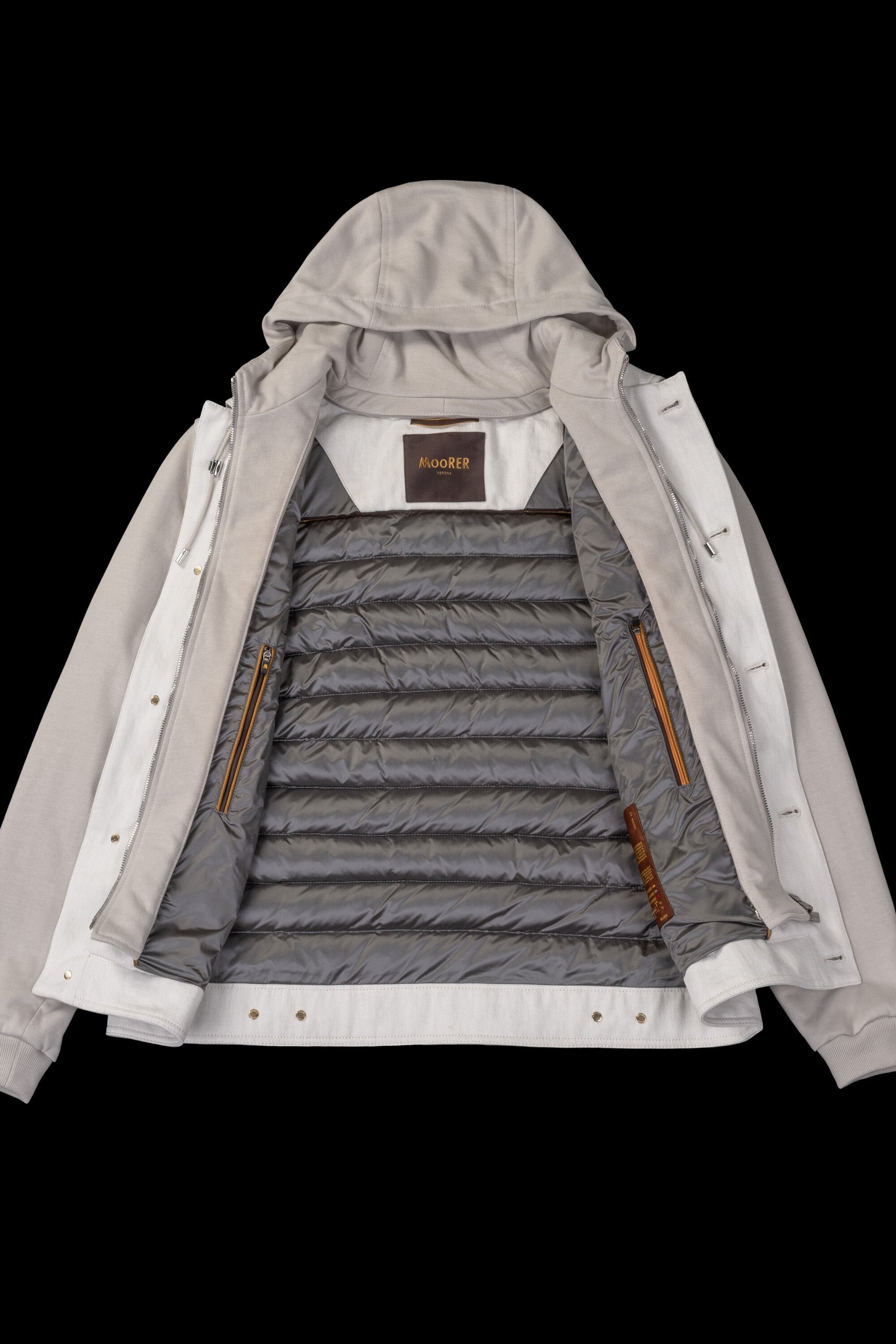 MOORER MEN'S ECRU QUILTED VEST WITH POCKETS