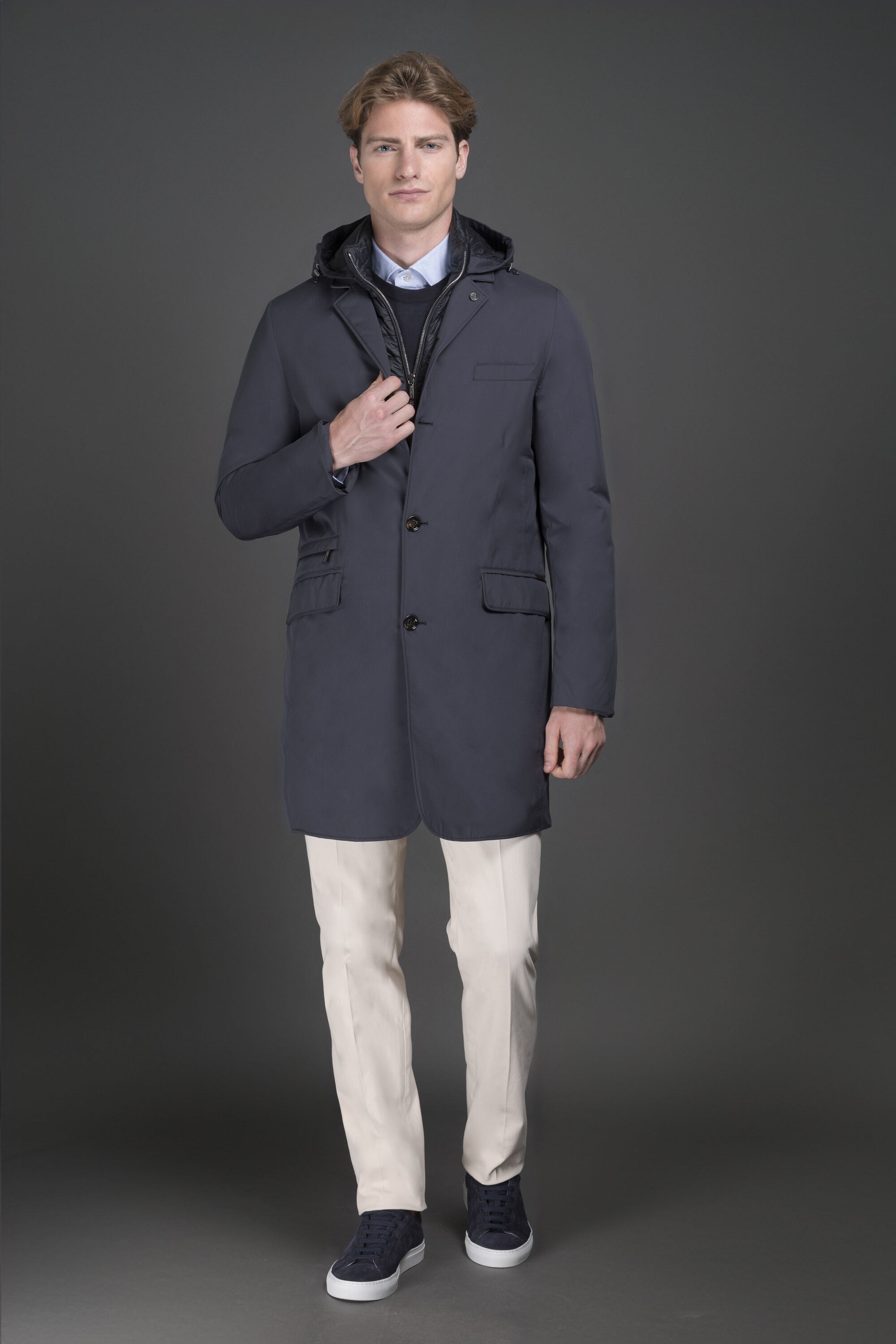 MOORER MEN'S DARK BLUE TAILORED JACKET