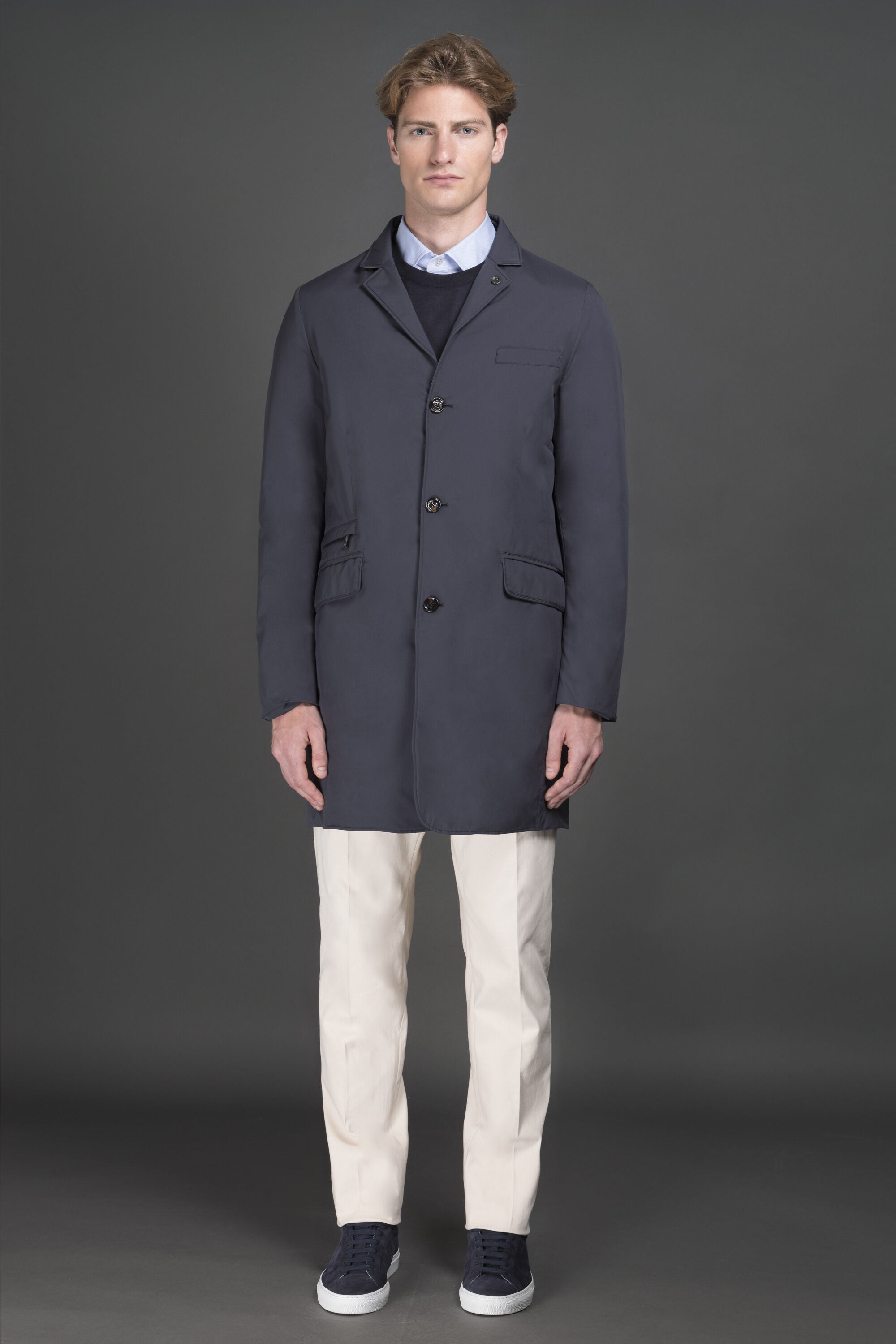 MOORER MEN'S DARK BLUE TAILORED JACKET