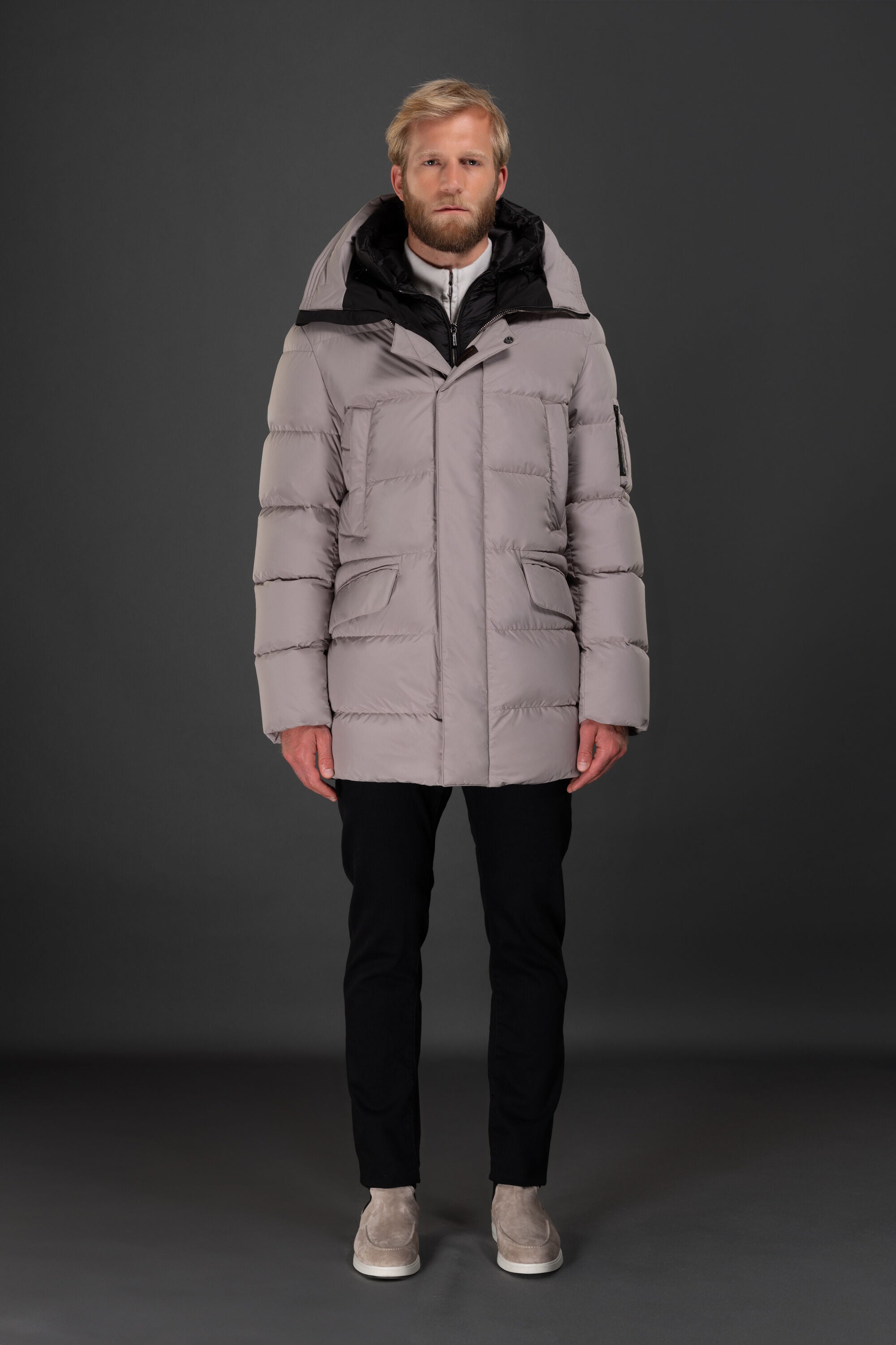 MOORER MEN'S LIGHT GREY PADDED JACKET