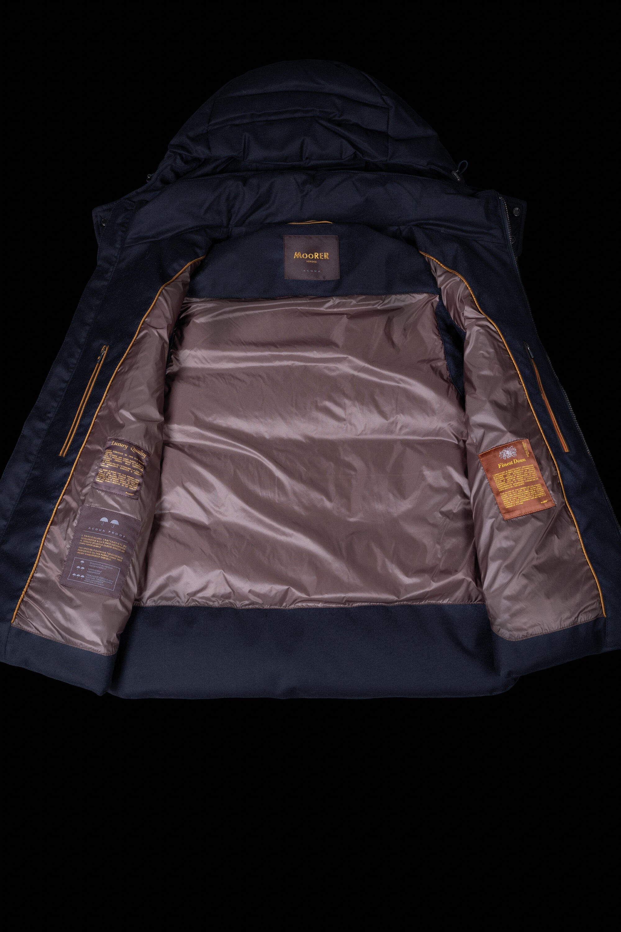 MOORER MEN'S NAVY PADDED HOODED VEST