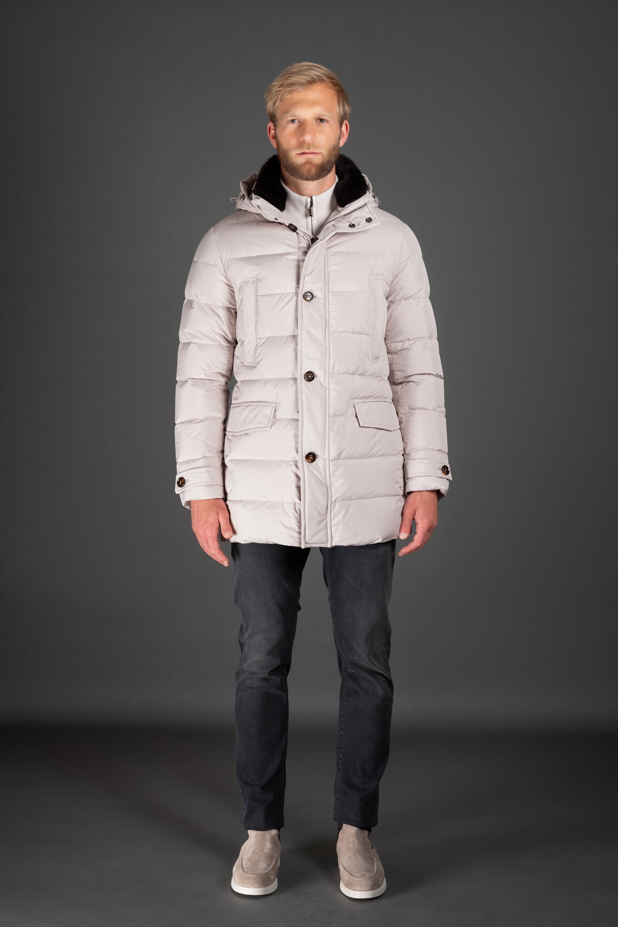 MOORER MEN'S PEARL QUILTED PUFFER COAT