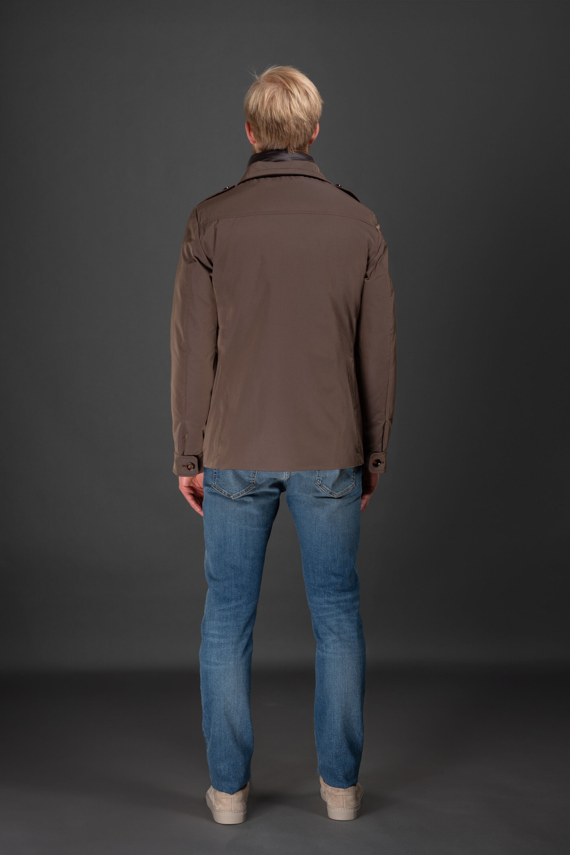 MOORER MEN'S BROWN DOUBLE-BREASTED PEACOAT
