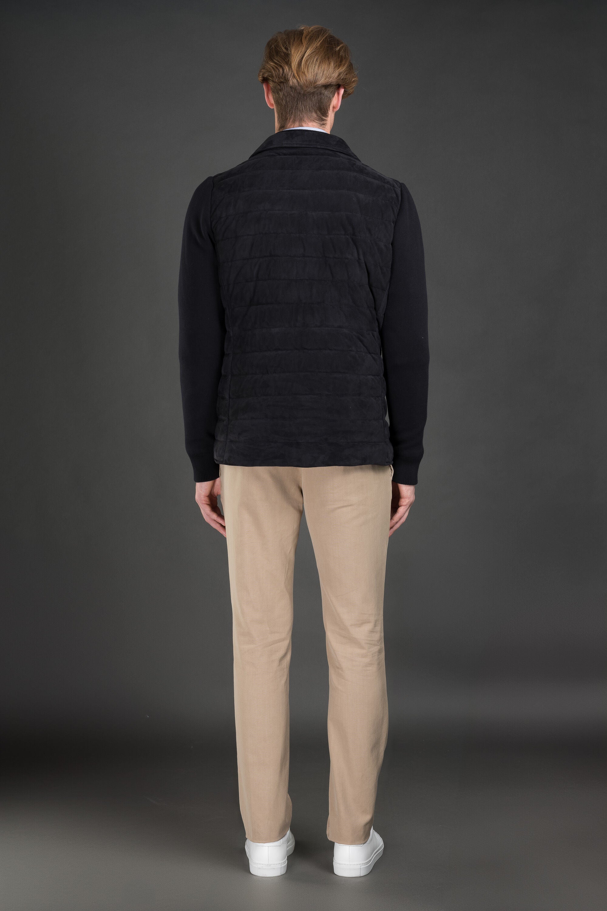 MOORER MEN'S DARK BLUE QUILTED JACKET