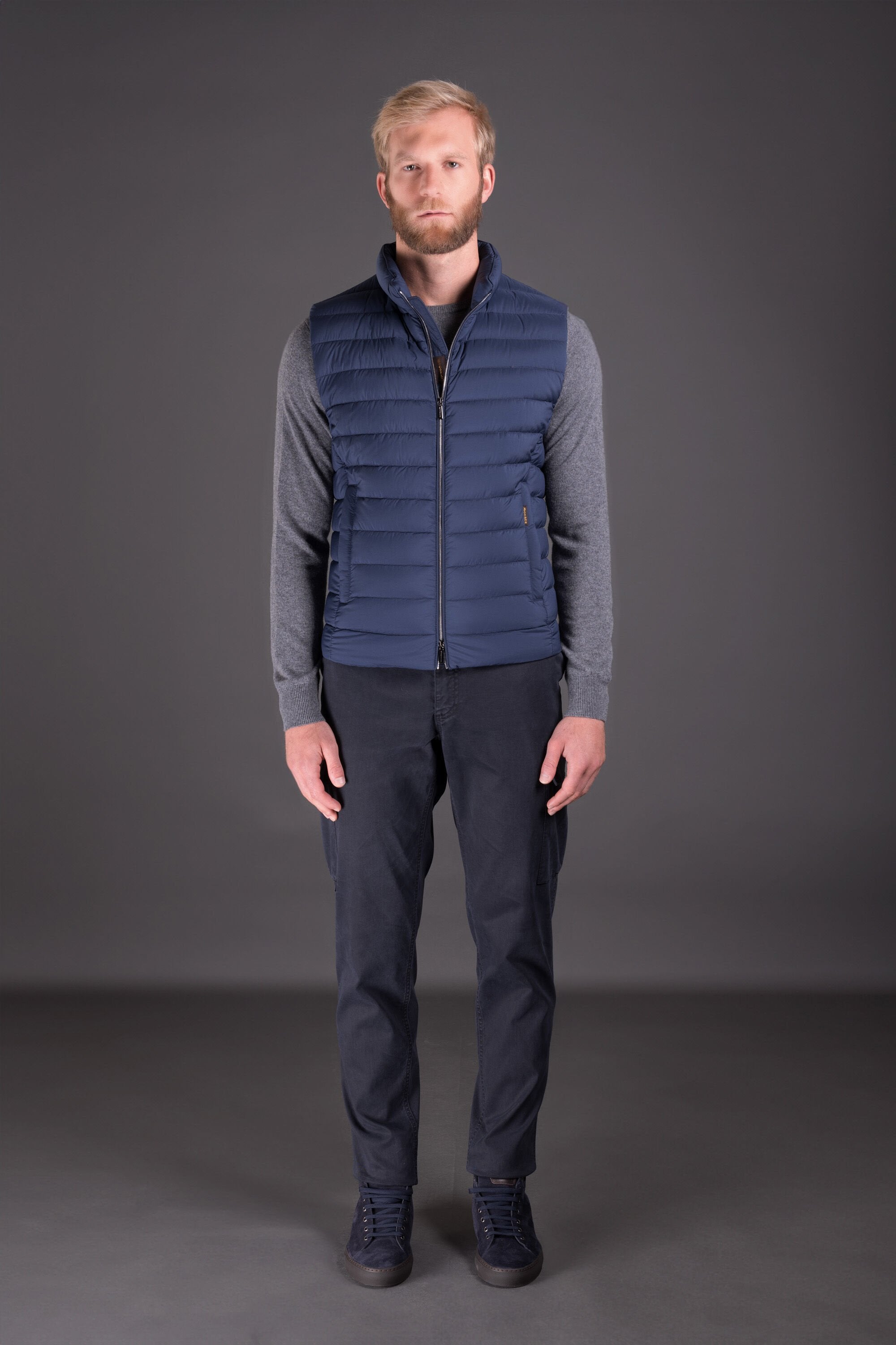 MOORER MEN'S NAVY QUILTED PUFFER VEST
