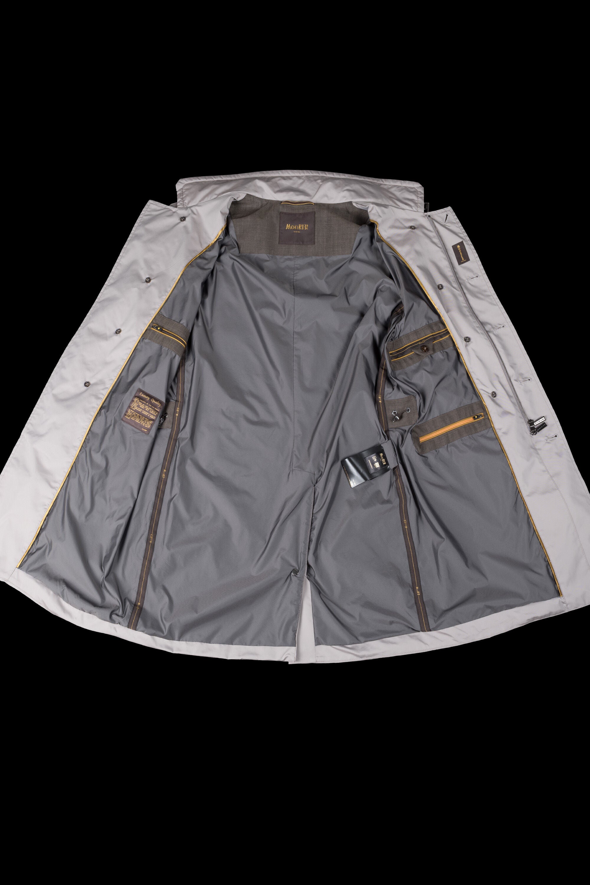 MOORER MEN'S LIGHT GREY DOUBLE-BREASTED TRENCH COAT
