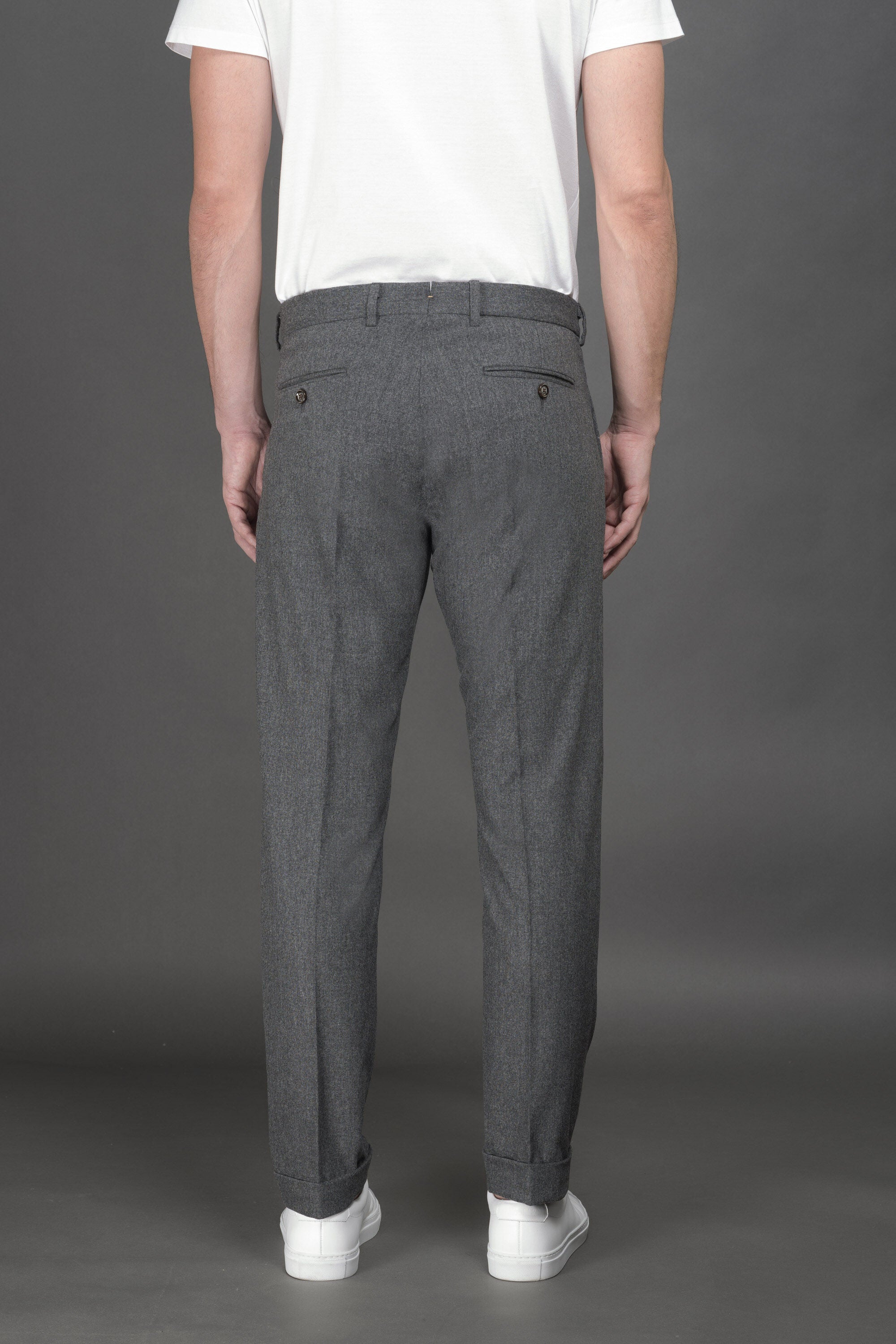 MOORER MEN'S ANTHRACITE TAILORED TROUSERS WITH CUFFS