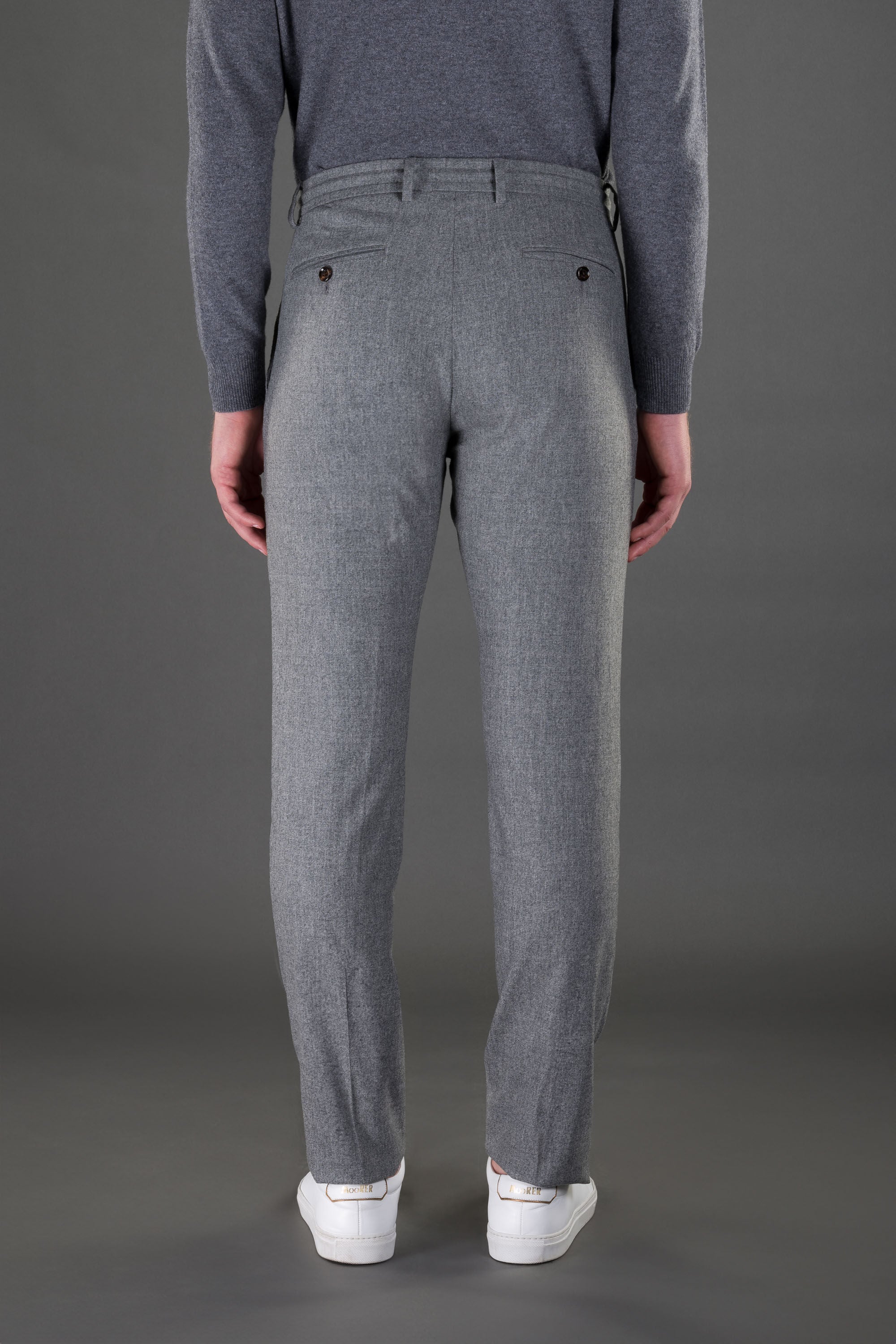 MOORER MEN'S GRAY DRAWSTRING TAILORED TROUSERS