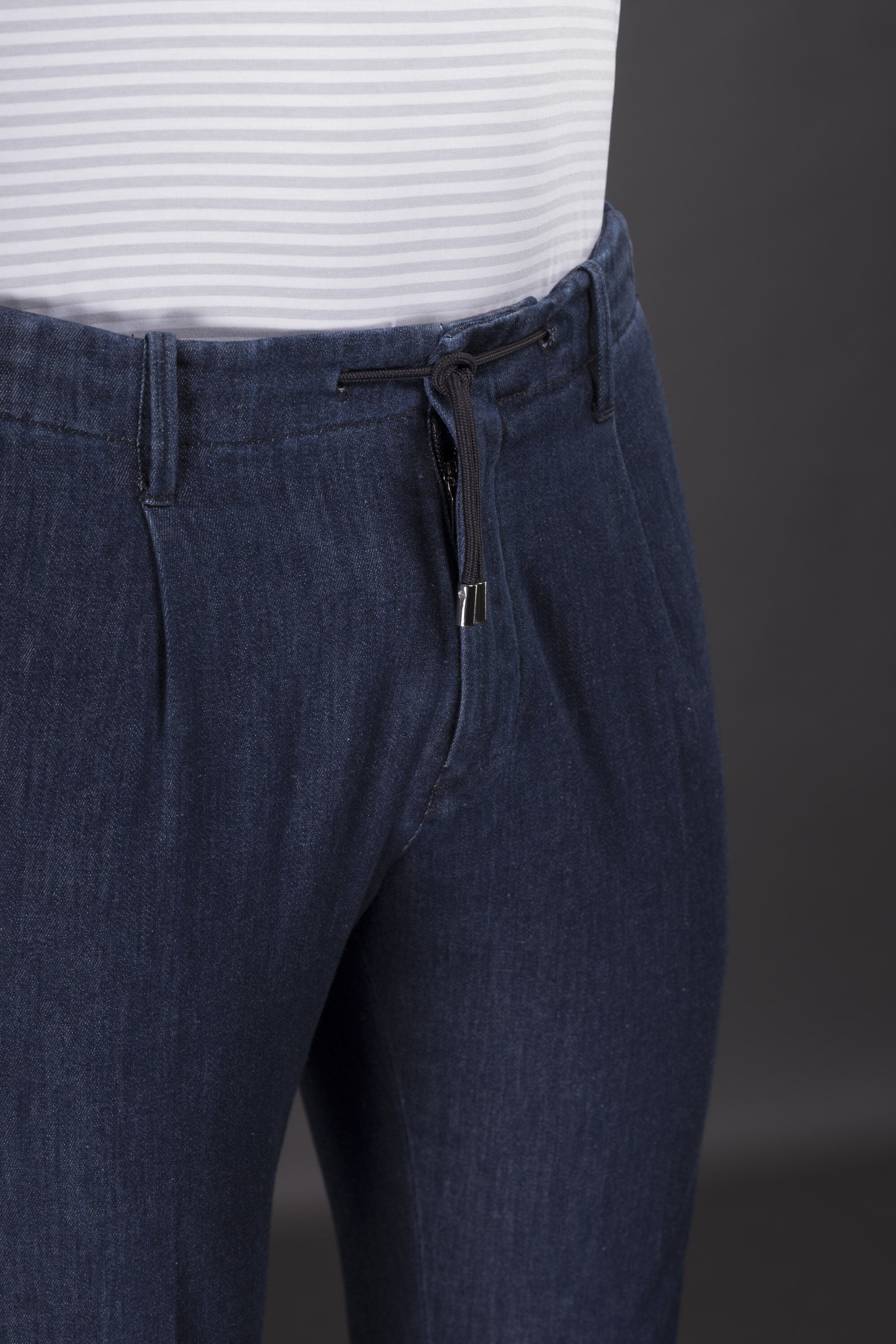 MOORER MEN'S DARK BLUE COTTON TROUSERS