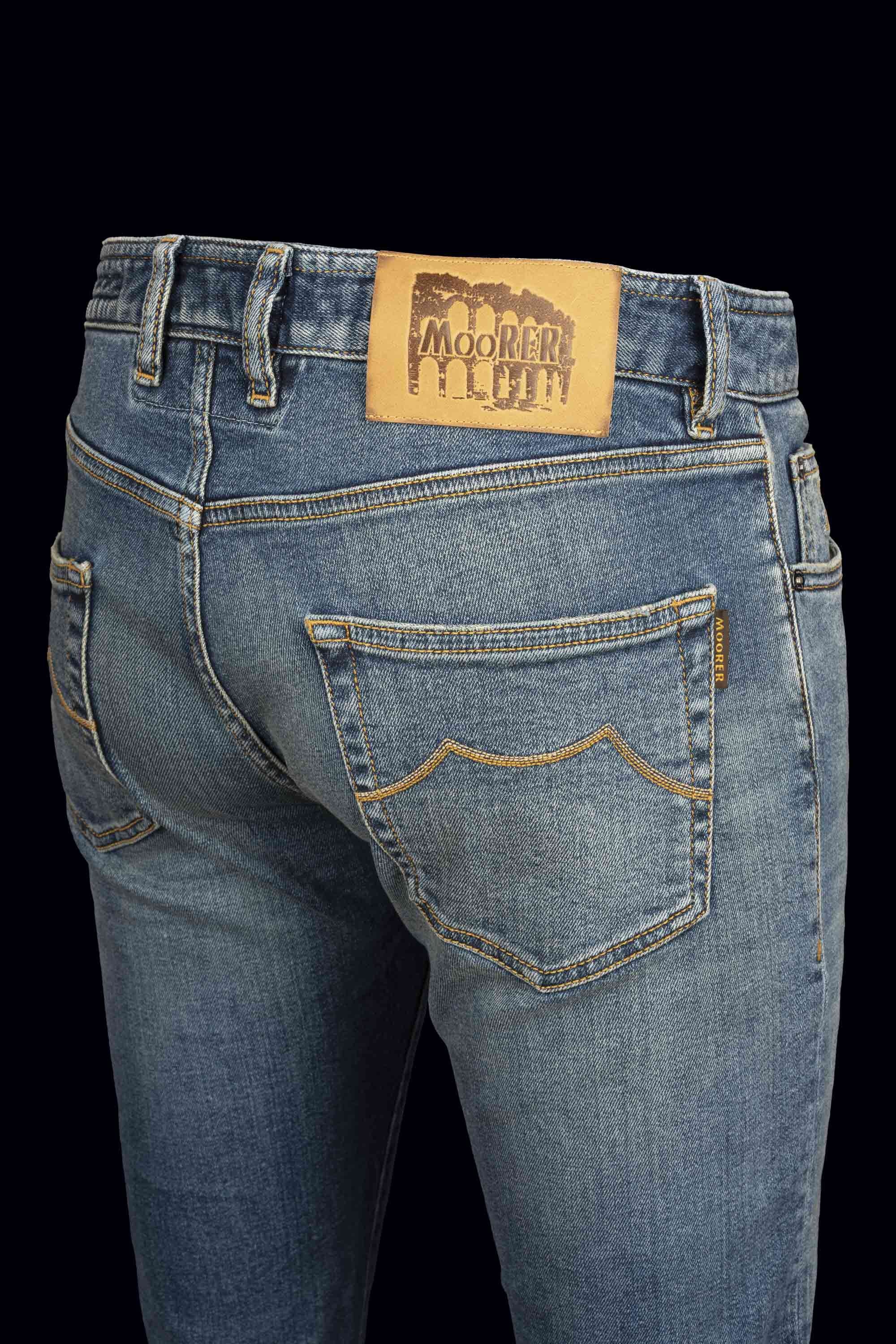 MOORER MEN'S LIGHT BLUE DENIM TROUSERS