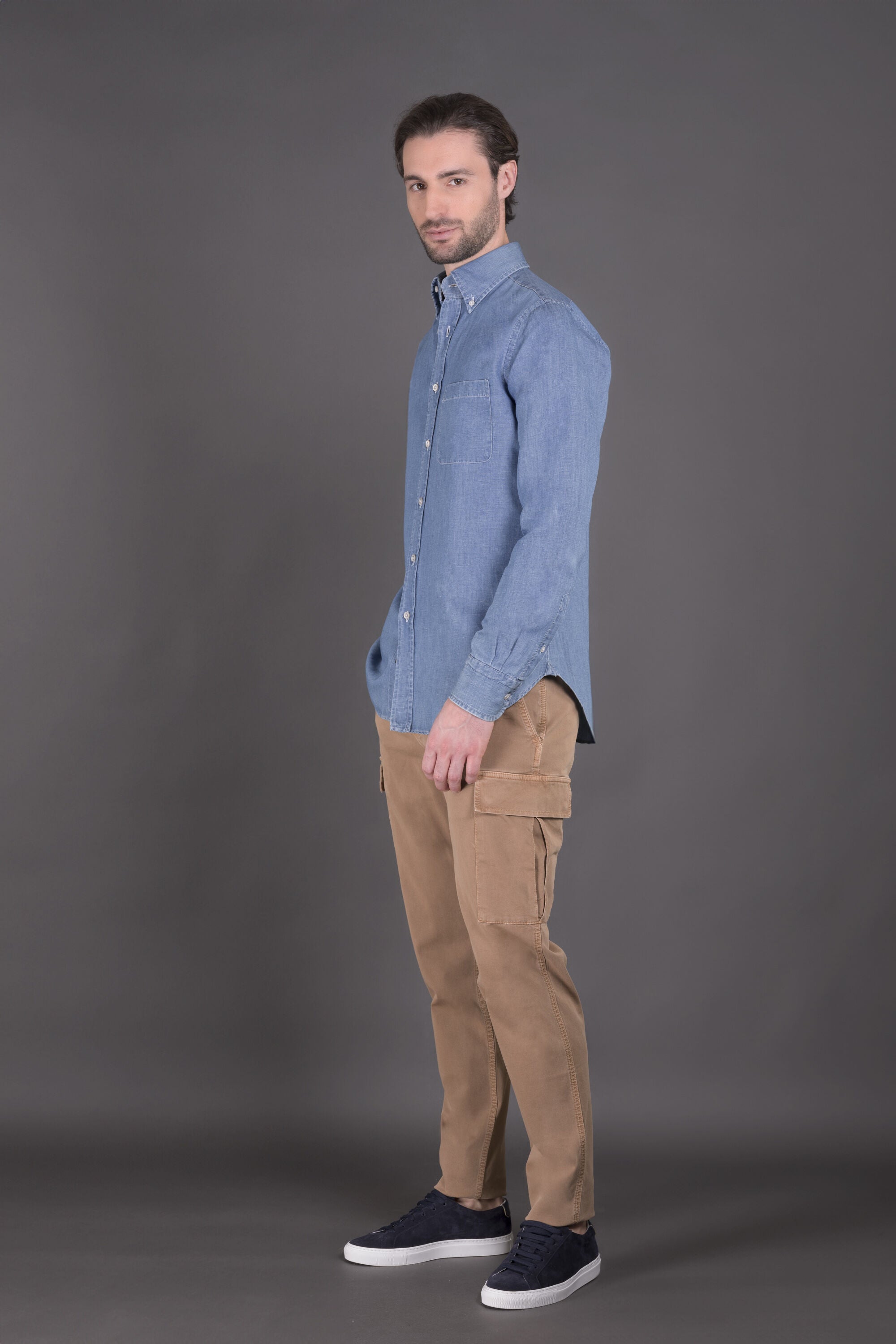 MOORER MEN'S LIGHT BLUE BUTTON DOWN SHIRT