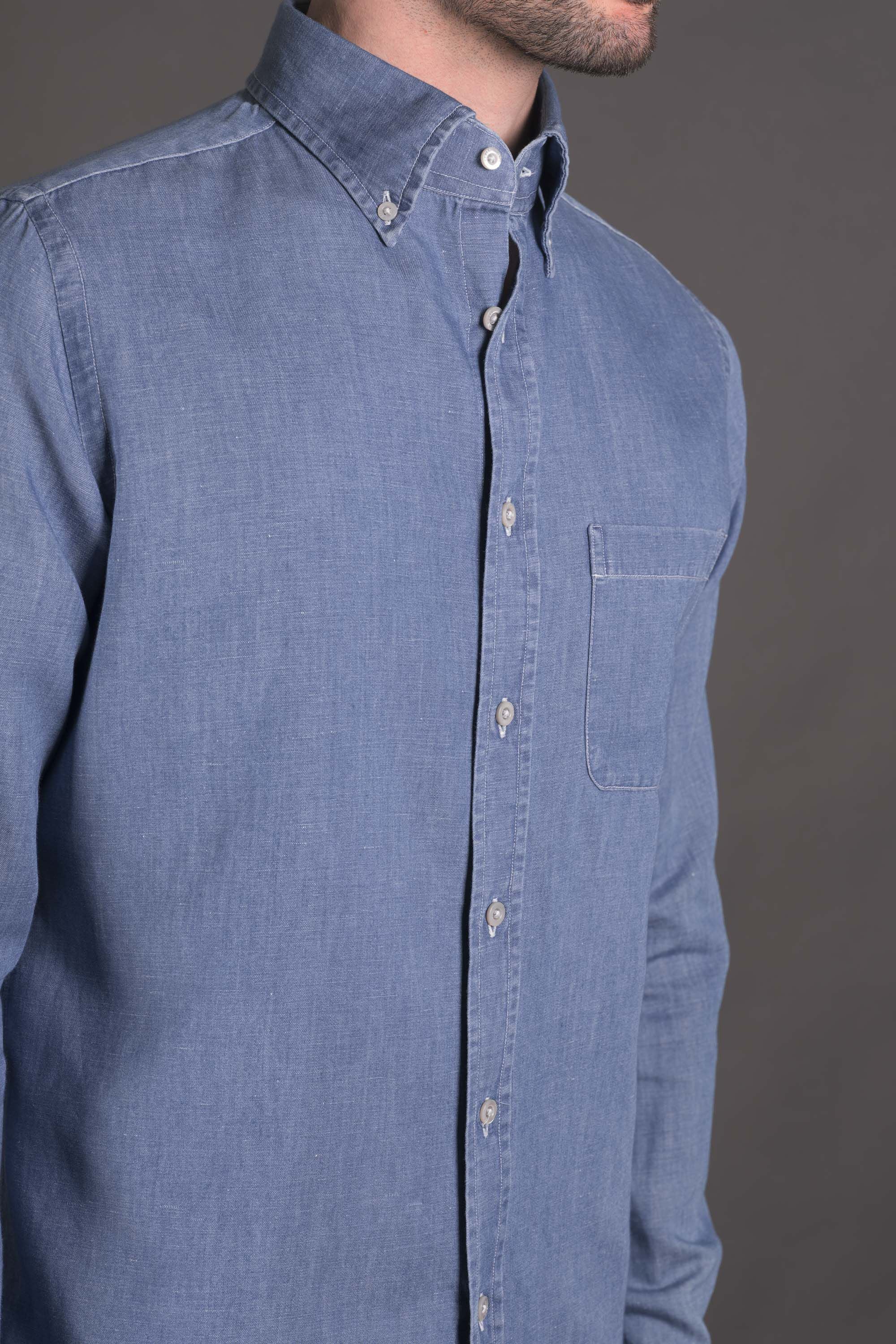 MOORER MEN'S LIGHT BLUE BUTTON DOWN SHIRT