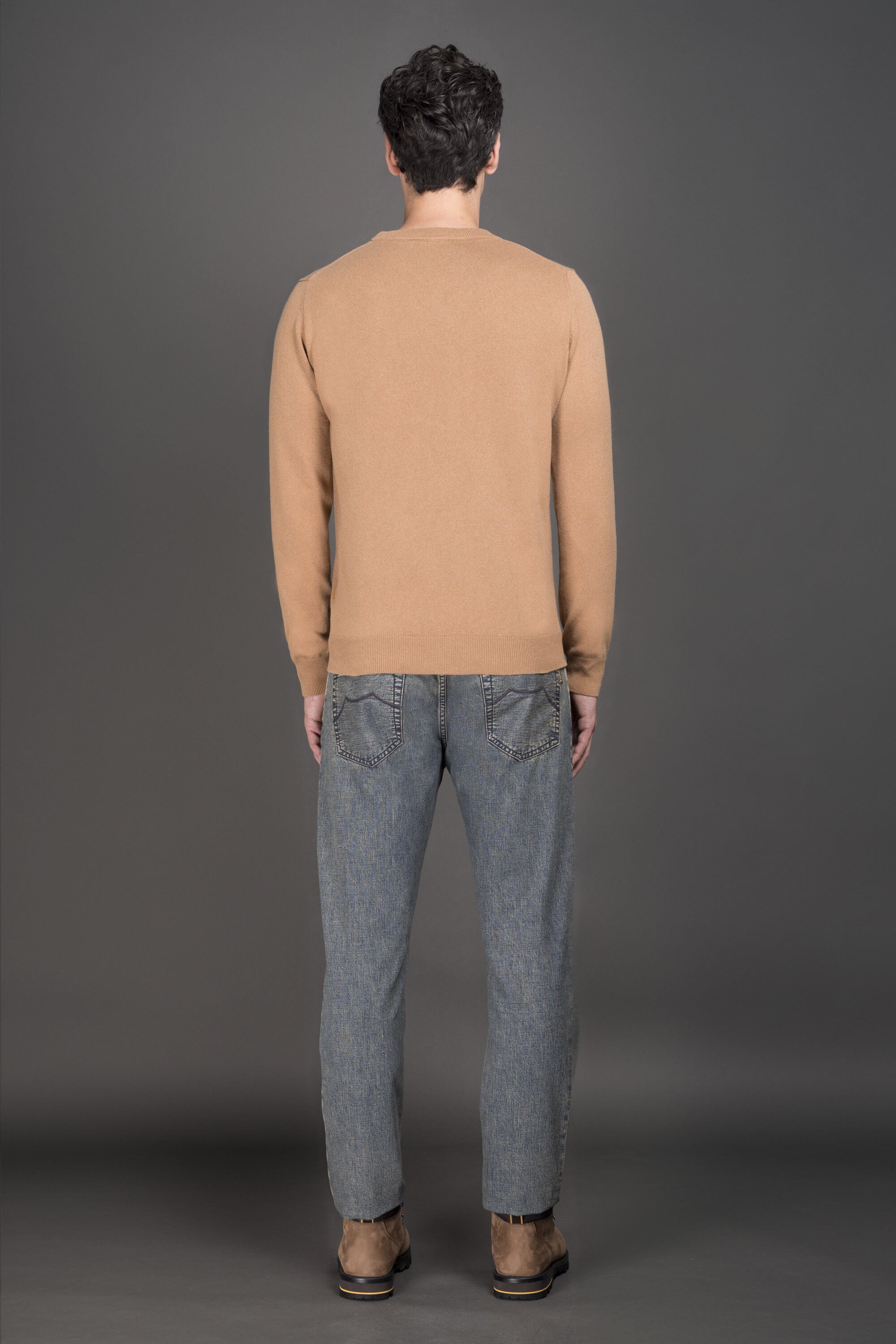 MOORER MEN'S CAMEL CREW NECK SWEATER