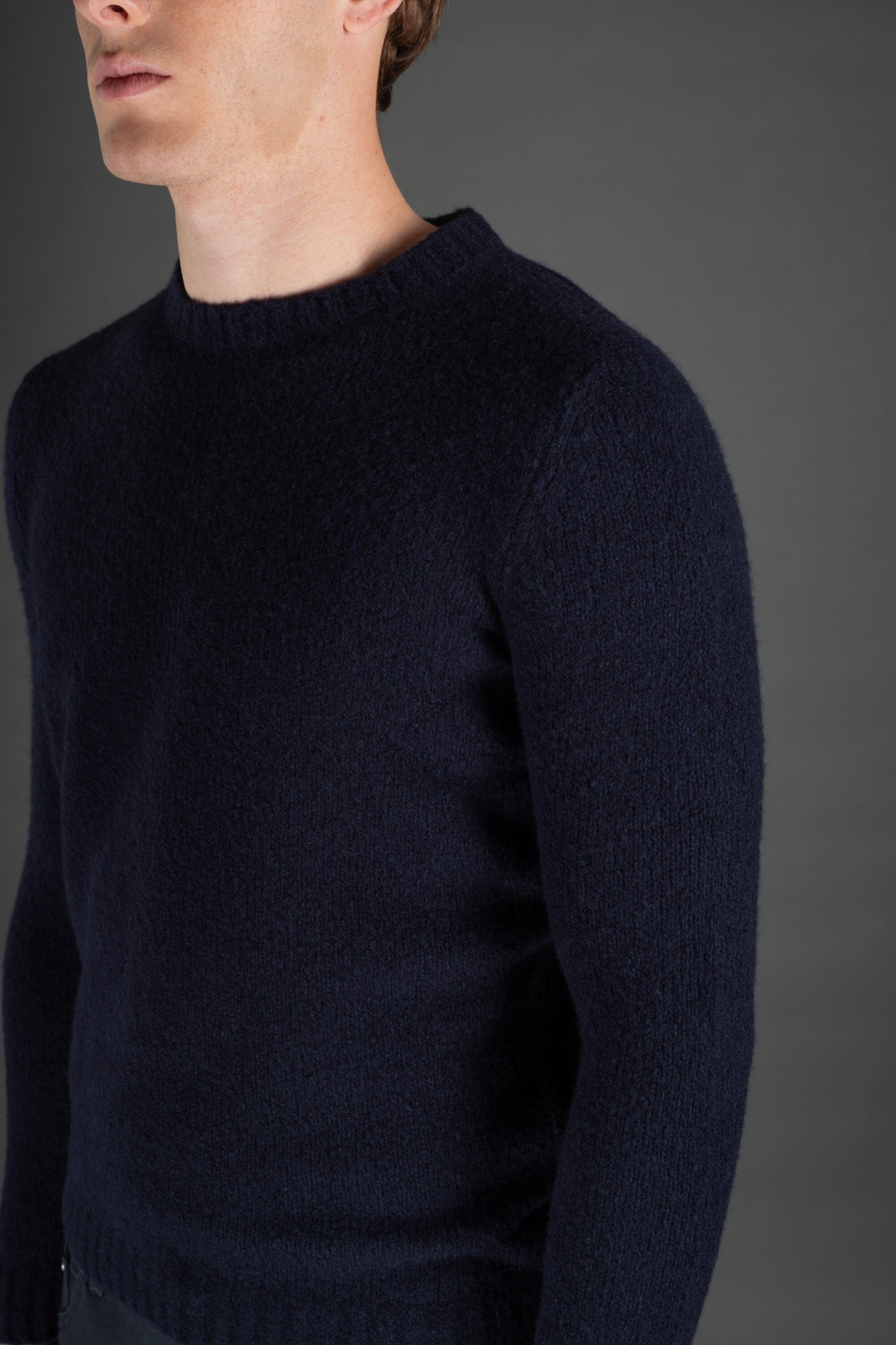 MOORER MEN'S NAVY TEXTURED KNIT SWEATER