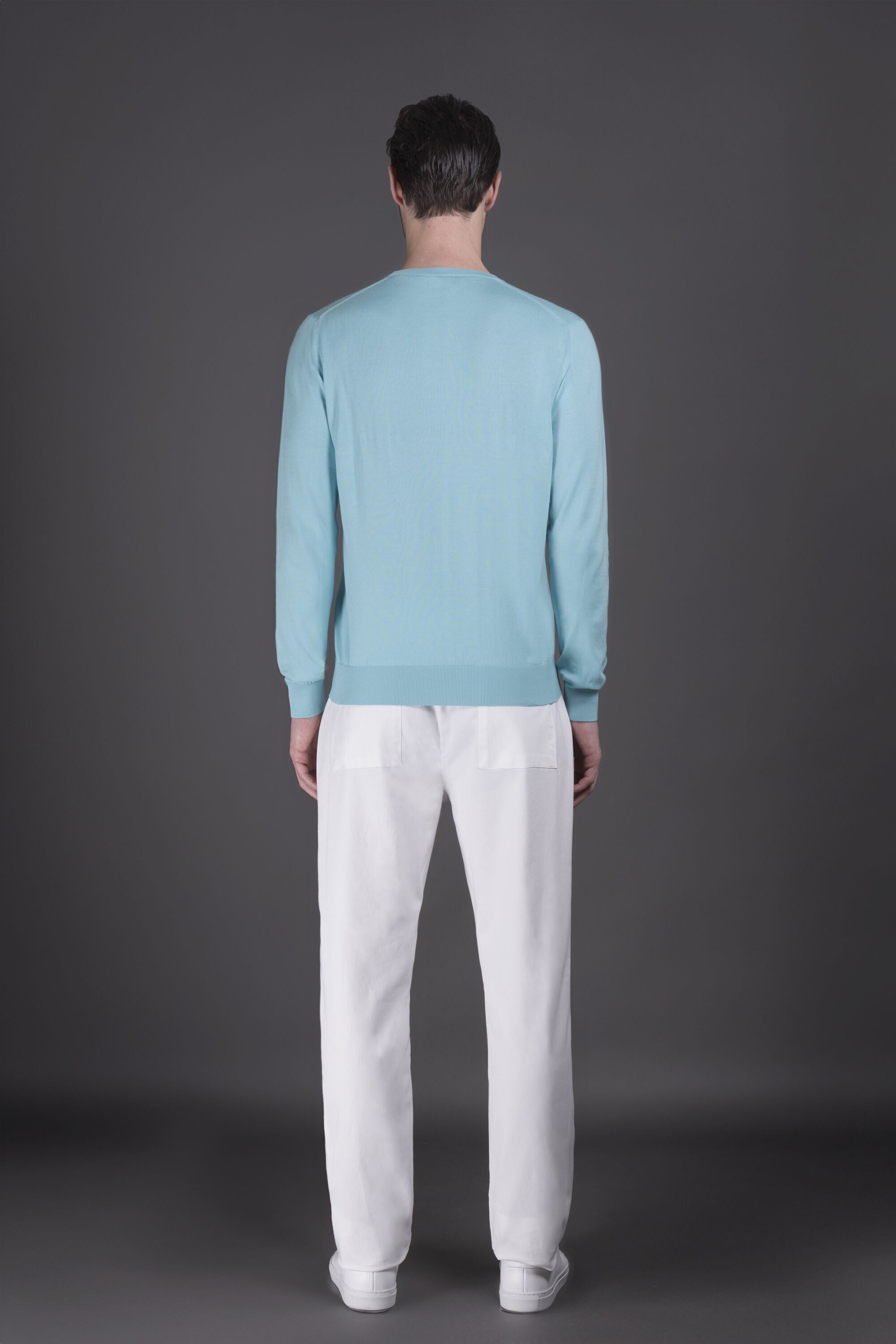 MOORER MEN'S CARIBBEAN TURQUOISE CREWNECK SWEATER