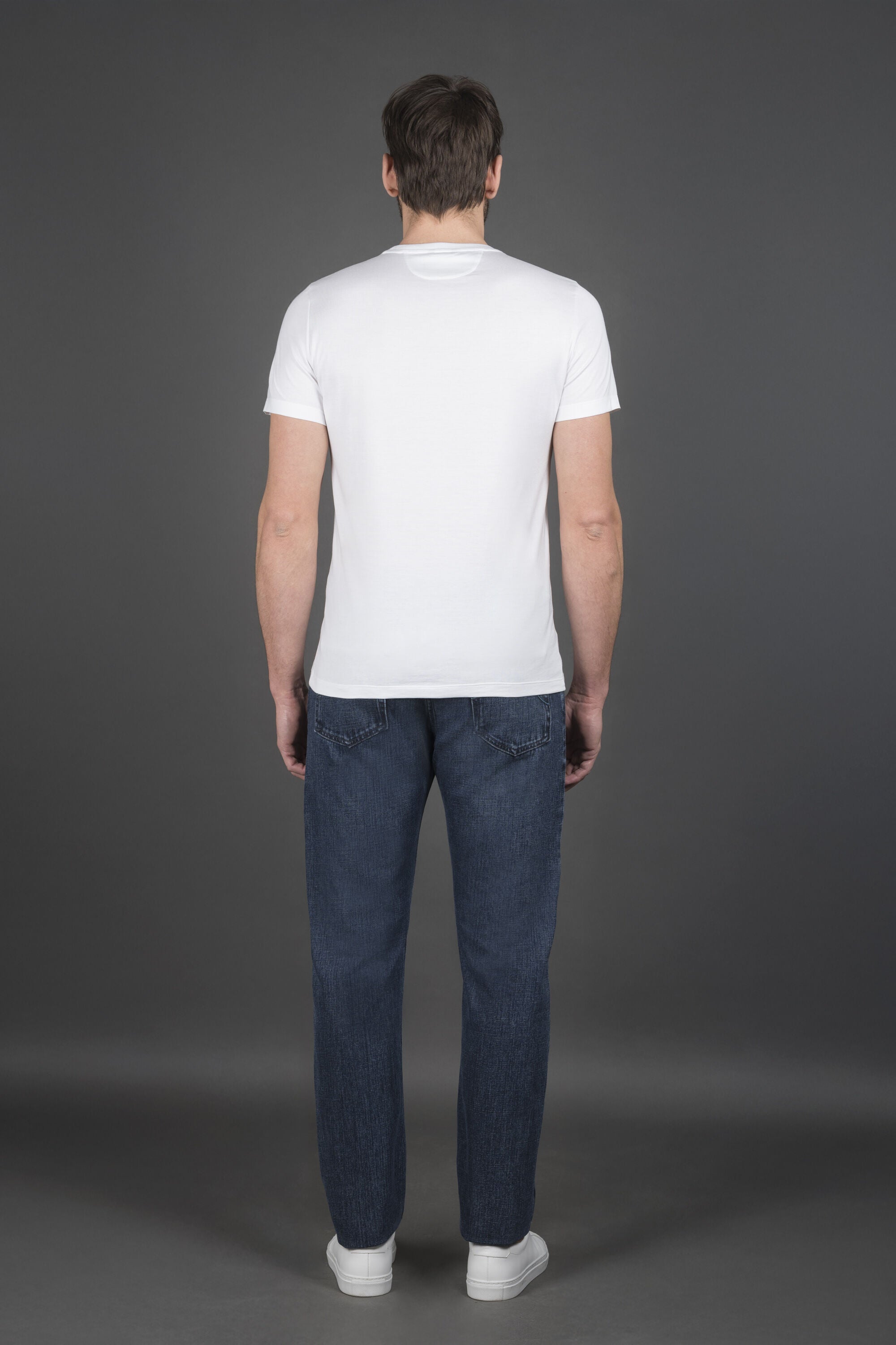 MOORER MEN'S WHITE SHORT-SLEEVE POCKET TEE